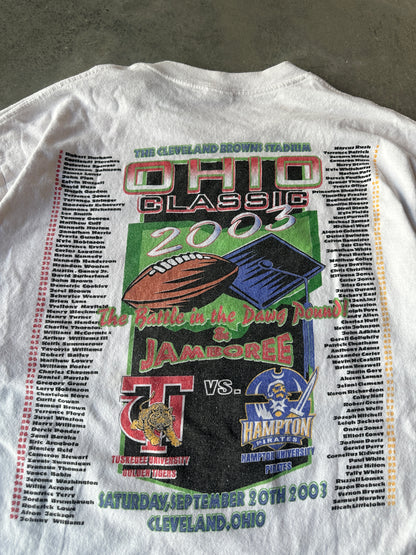 2003 Tuskegee University Golden Tigers vs. Hampton University Pirates Vintage Ohio Classic HBCU Football Matchup Roster Tee (XXL)