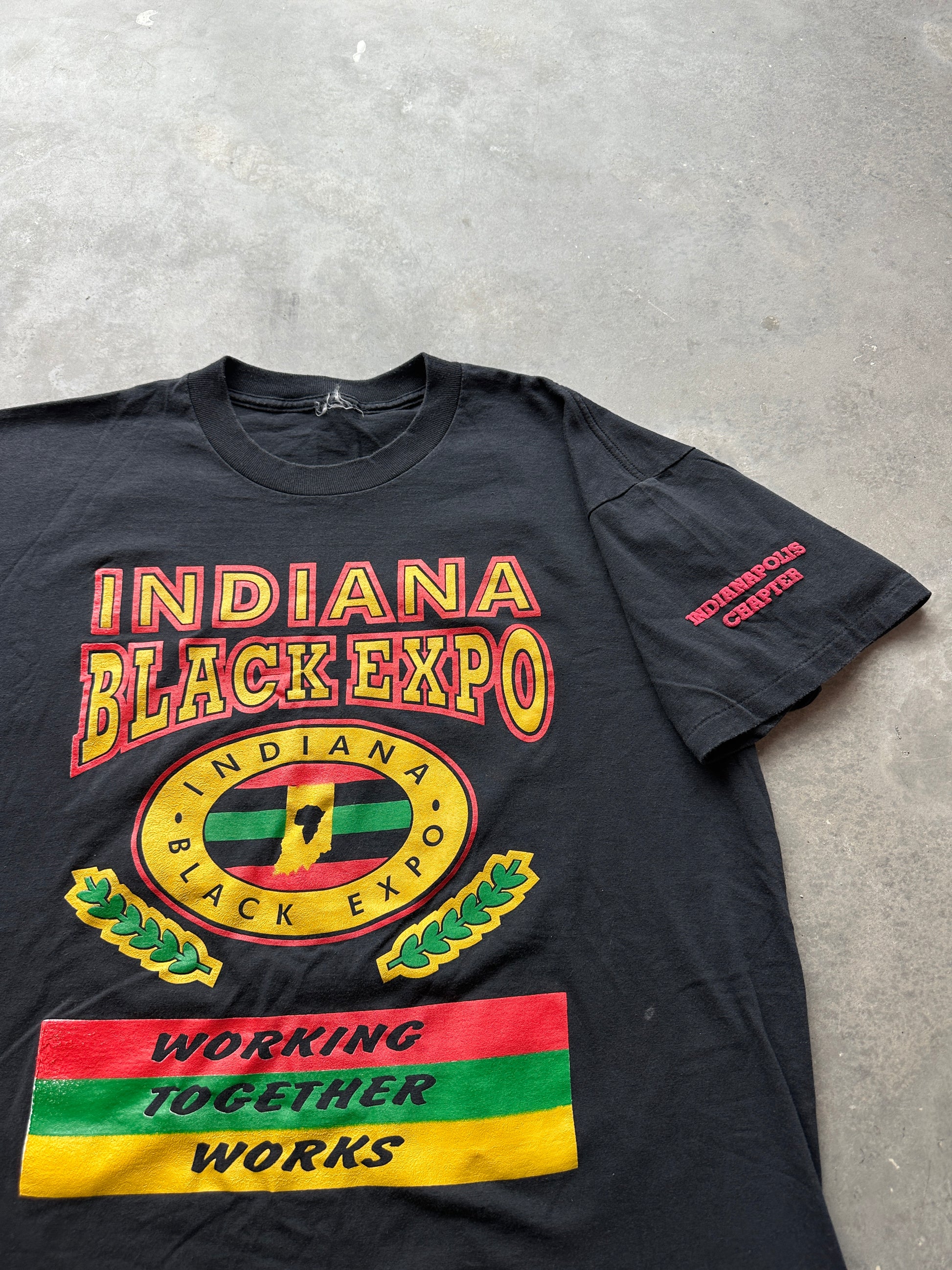 90's Indiana Black Expo "Working Together Works" 25th Anniversary Vintage Logo Tee (XL)