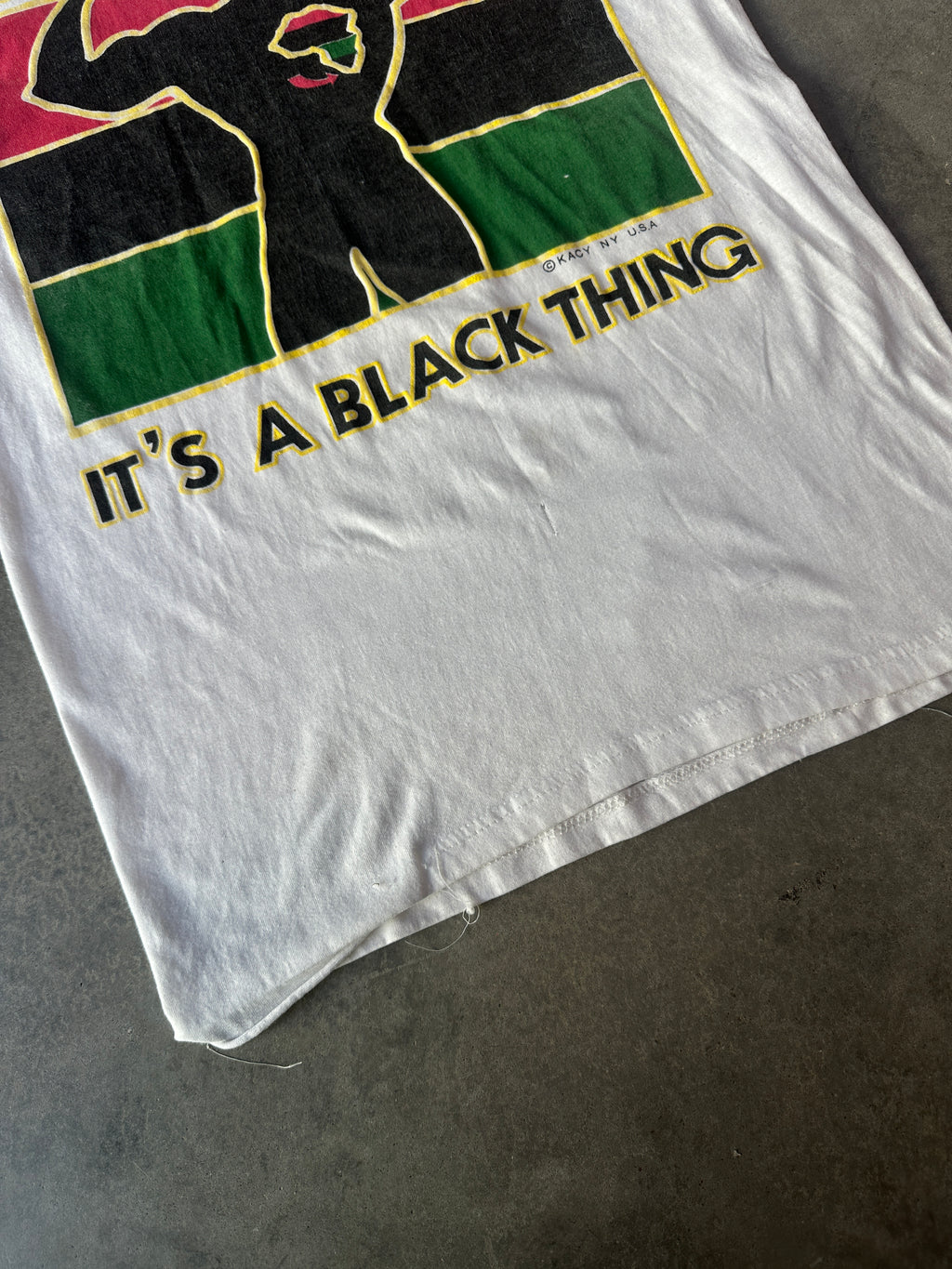 90's Kacy Colors It's a Black Thing You Wouldn't Understand Thin Vintage Tee (Slim Medium)