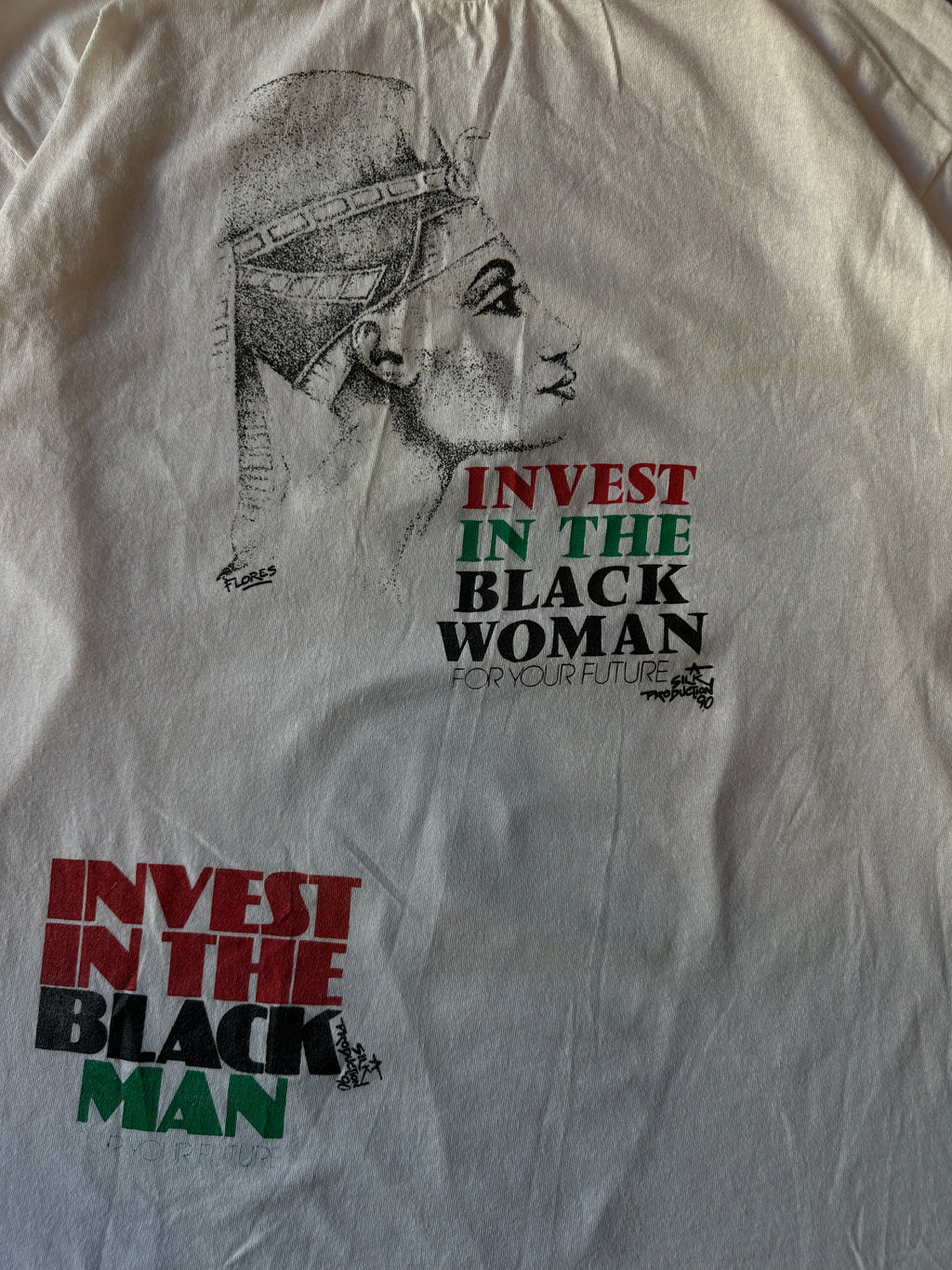 90's Invest in the Black Man & Woman For the Future Africa Test Print Mock Neck Long Sleeve Vintage Tee (XL)