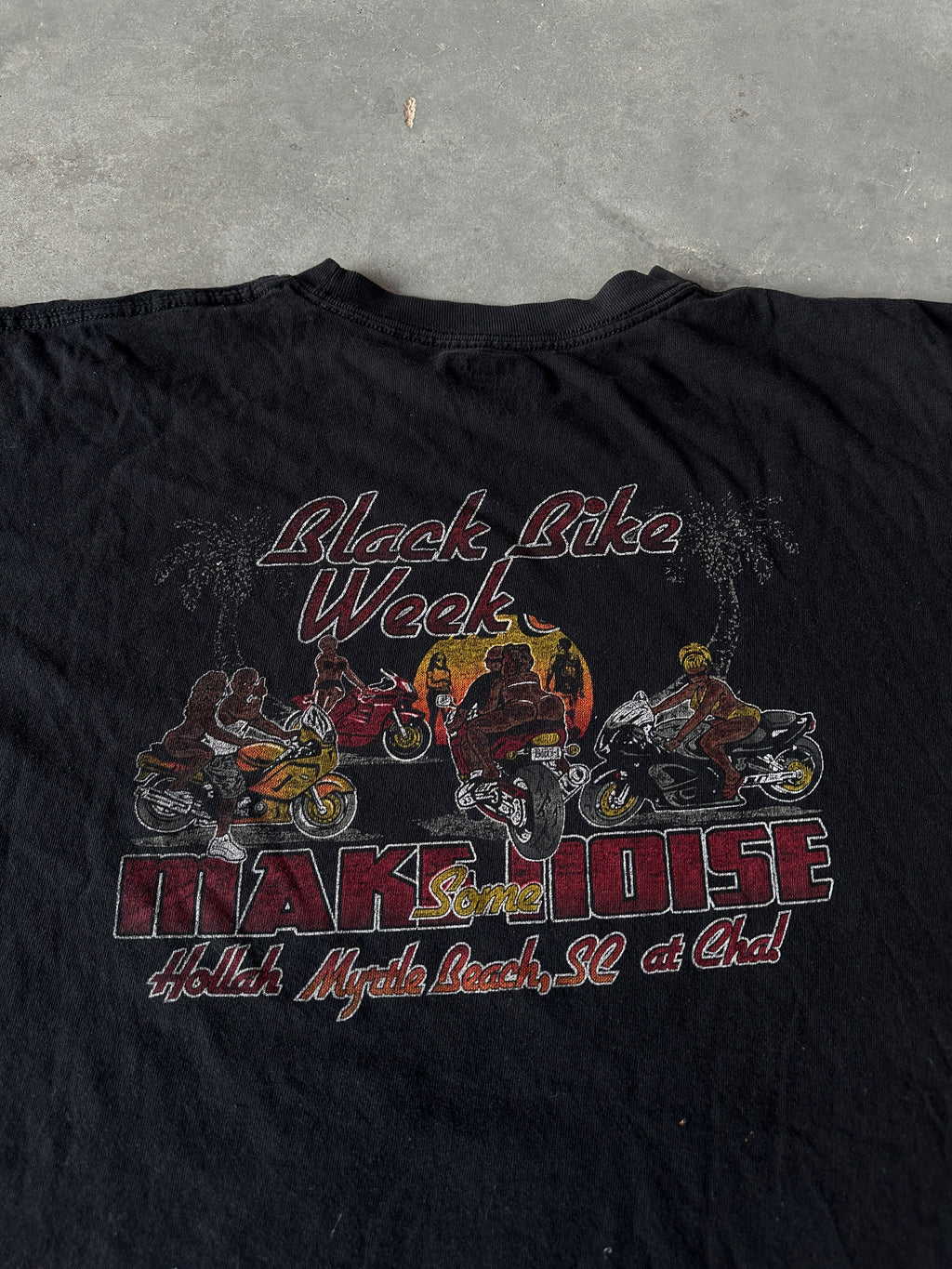 00's Black Bike Week Myrtle Beach SC Make Some Noise Vintage Tee (XXL)