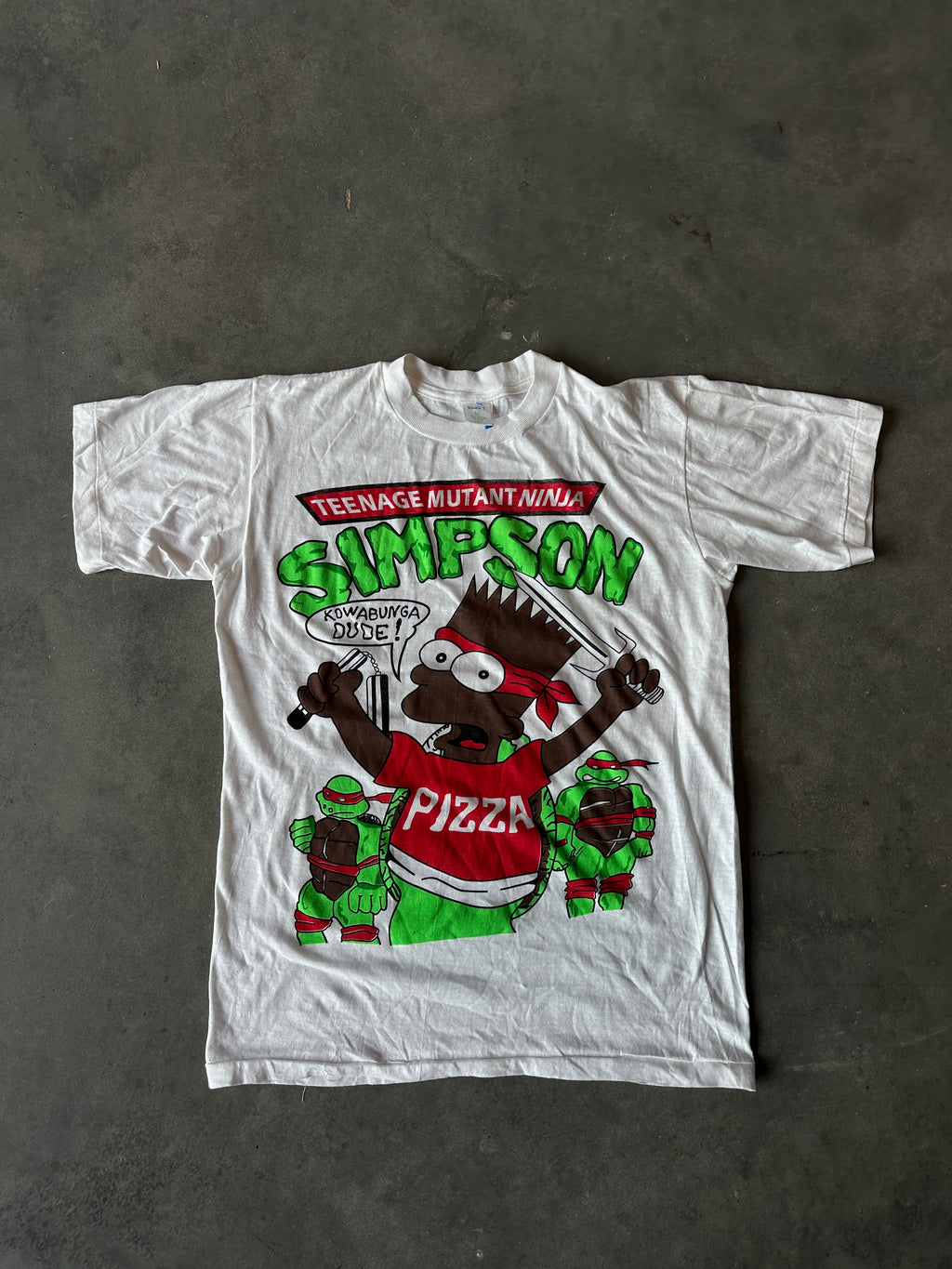 90's Black Bart Simpson Teenage Mutant Ninja Turtle Vintage Cartoon Tee (Large)