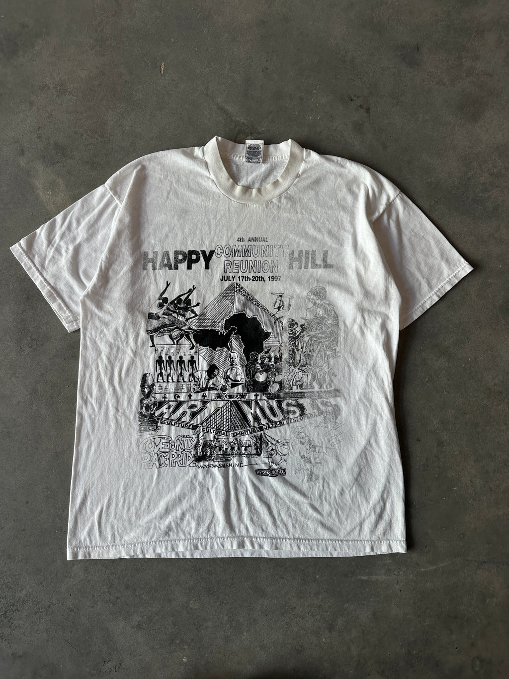 1997 Happy Hill Community Reunion Winston-Salem African-American Culture Festival Faded Vintage Tee (XL)