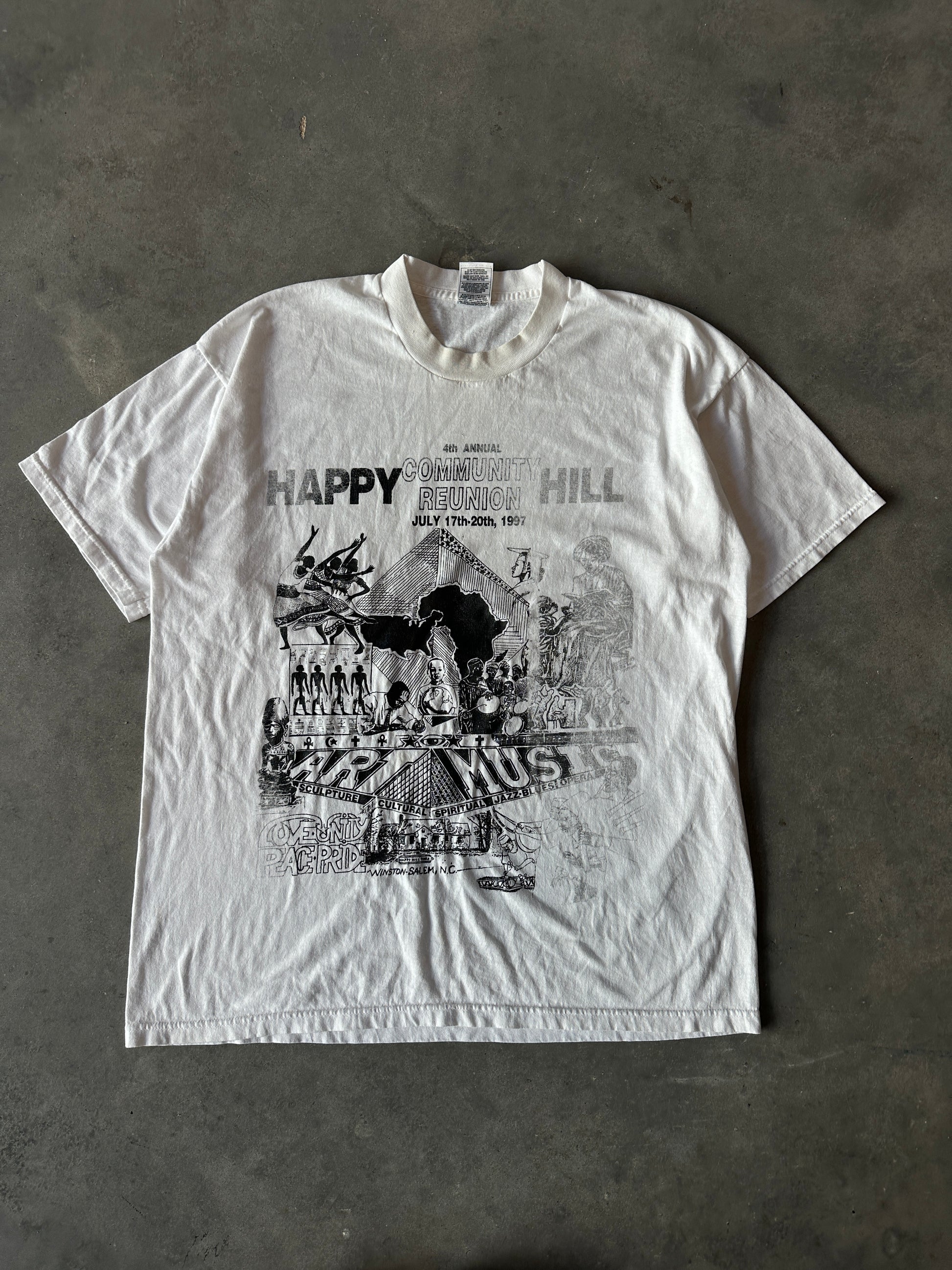 1997 Happy Hill Community Reunion Winston-Salem African-American Culture Festival Faded Vintage Tee (XL)