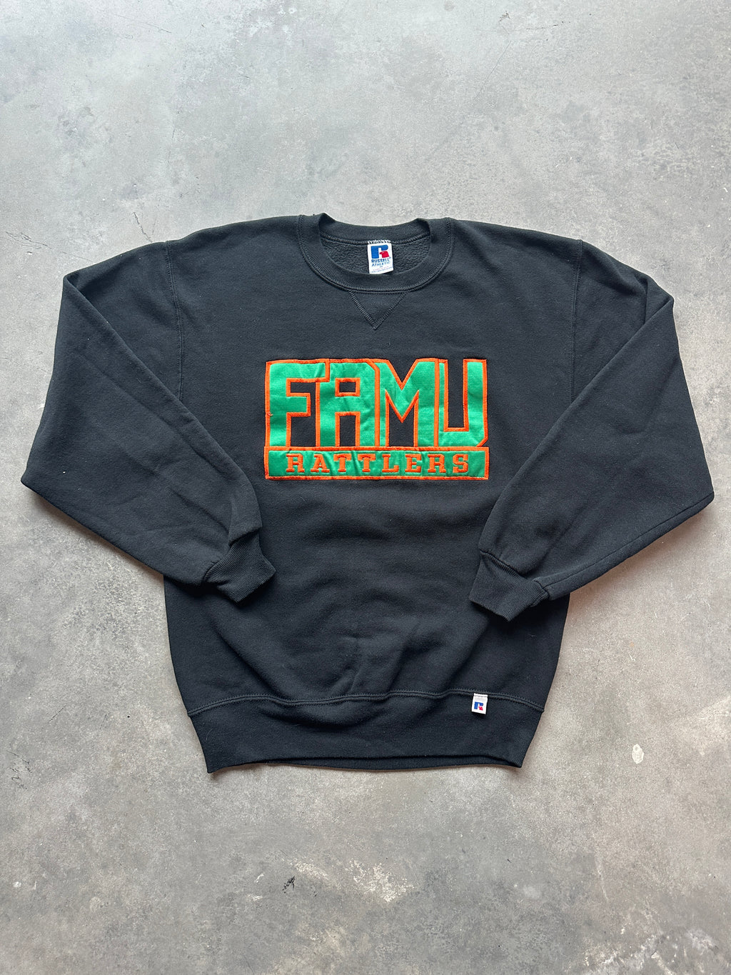90’s Florida A&M FAMU Rattlers Embroidered Russell Athletic Vintage HBCU Crewneck Sweatshirt (Medium)