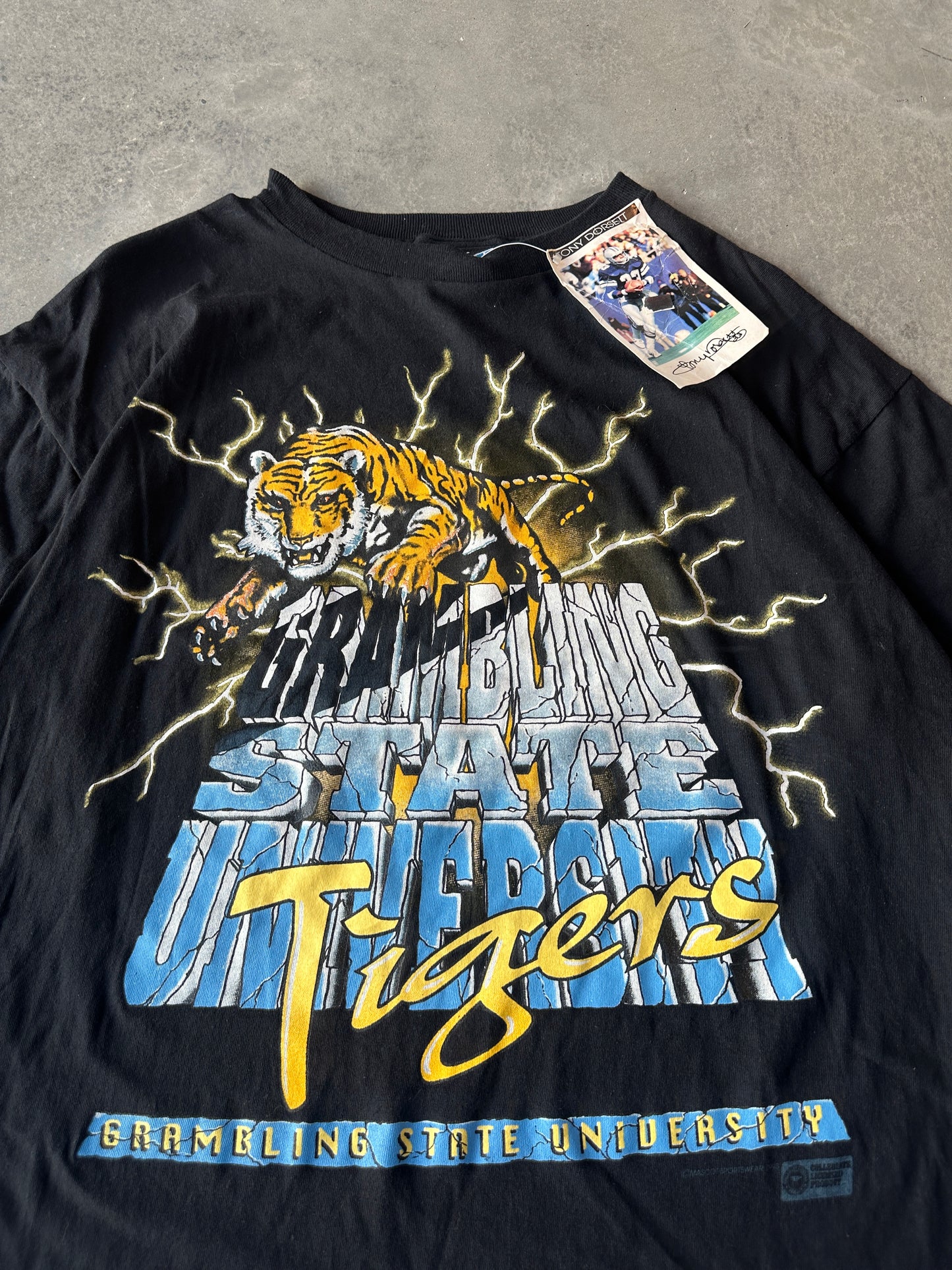 90’s Grambling State University Tigers GSU Rare Lightning Print Vintage HBCU Tee - Deadstock (XL)