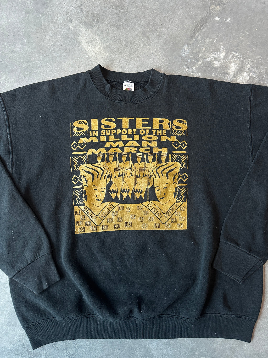 1995 Sisters in Support of the Million Man March Crewneck Sweatshirt (BOXY XXL)