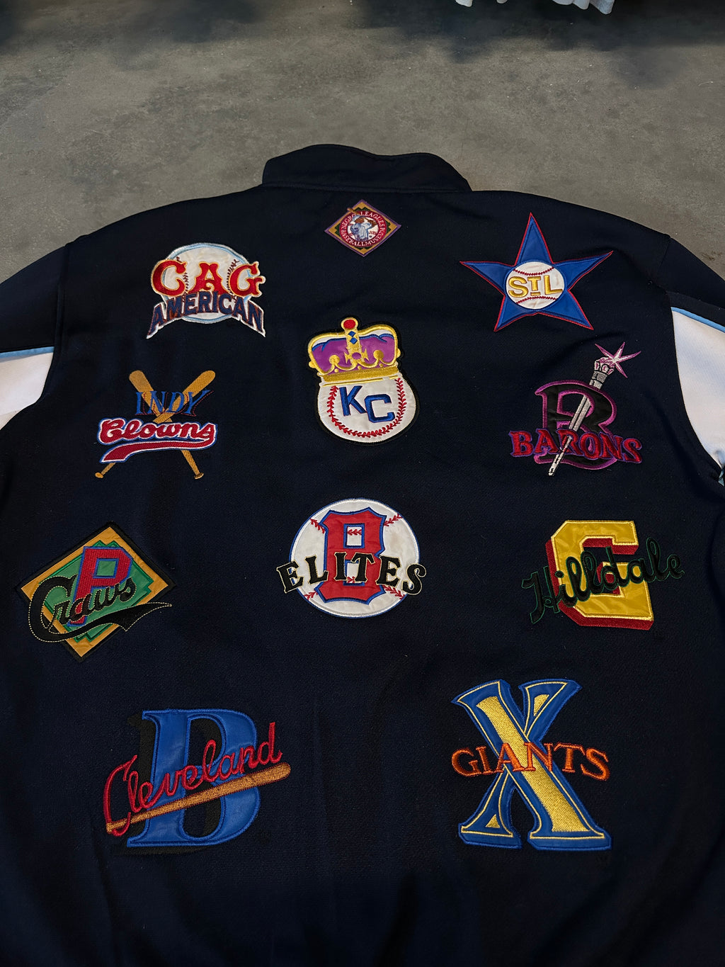 00's Negro Leagues Embroidered Team Logos Full Zip Heavyweight Vintage Jacket (XXL)