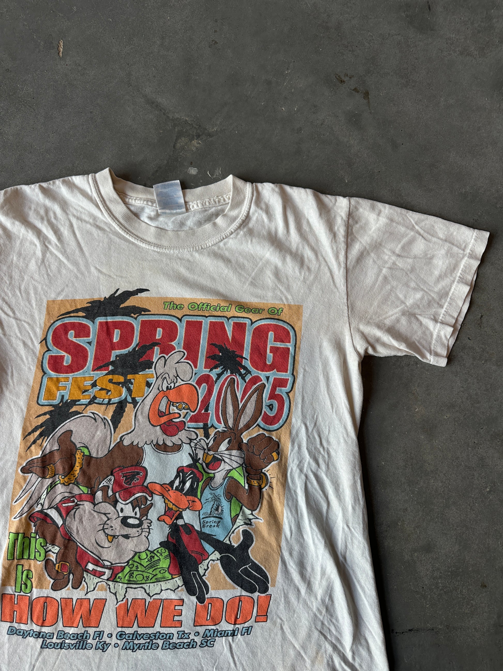 2005 Black Spring Break  "How We Do It" Looney Tunes Cartoon Black Spring Fest Vintage Tee (Small)