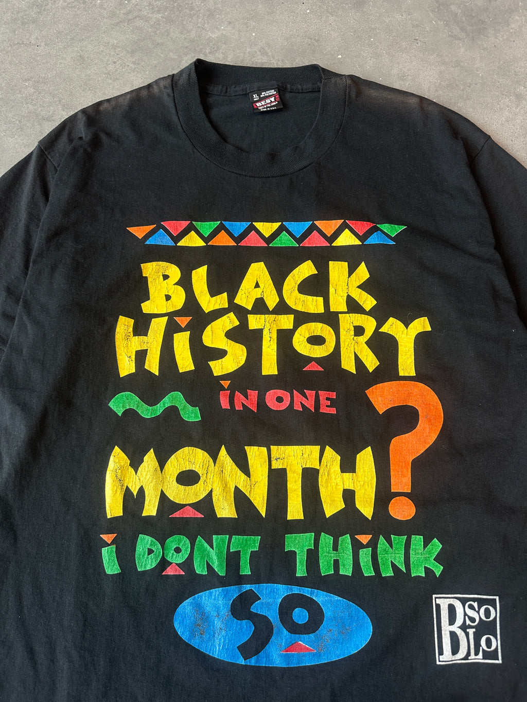90’s Black History Month “In one Month?” Do The Right Thing Movie Font Vintage Tee (XXL)