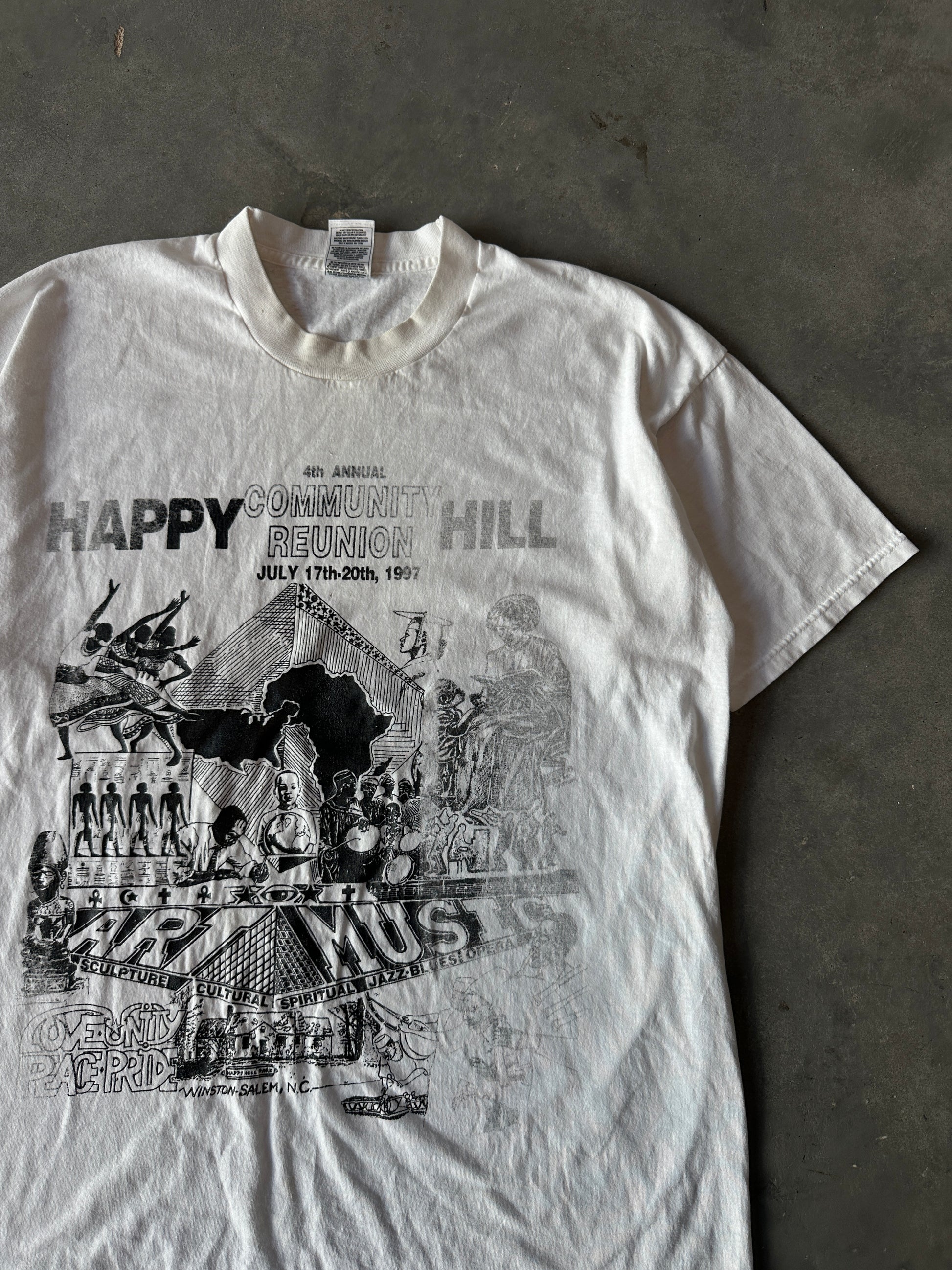 1997 Happy Hill Community Reunion Winston-Salem African-American Culture Festival Faded Vintage Tee (XL)
