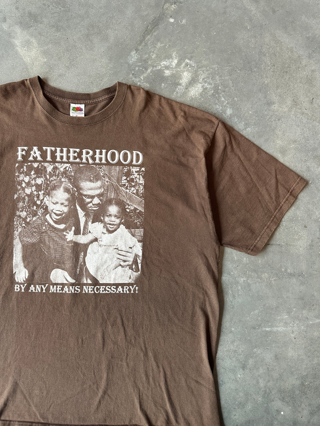 90's Malcolm X Fatherhood By Any Means Necessary Brown Vintage Tee (XXXL)