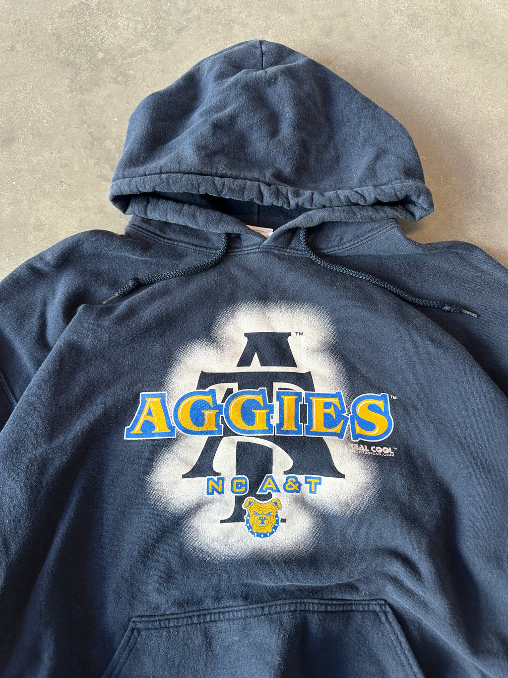 00's Y2K North Carolina A&T State University Aggies NCAT Vintage HBCU Navy Blue Hoodie (Medium)