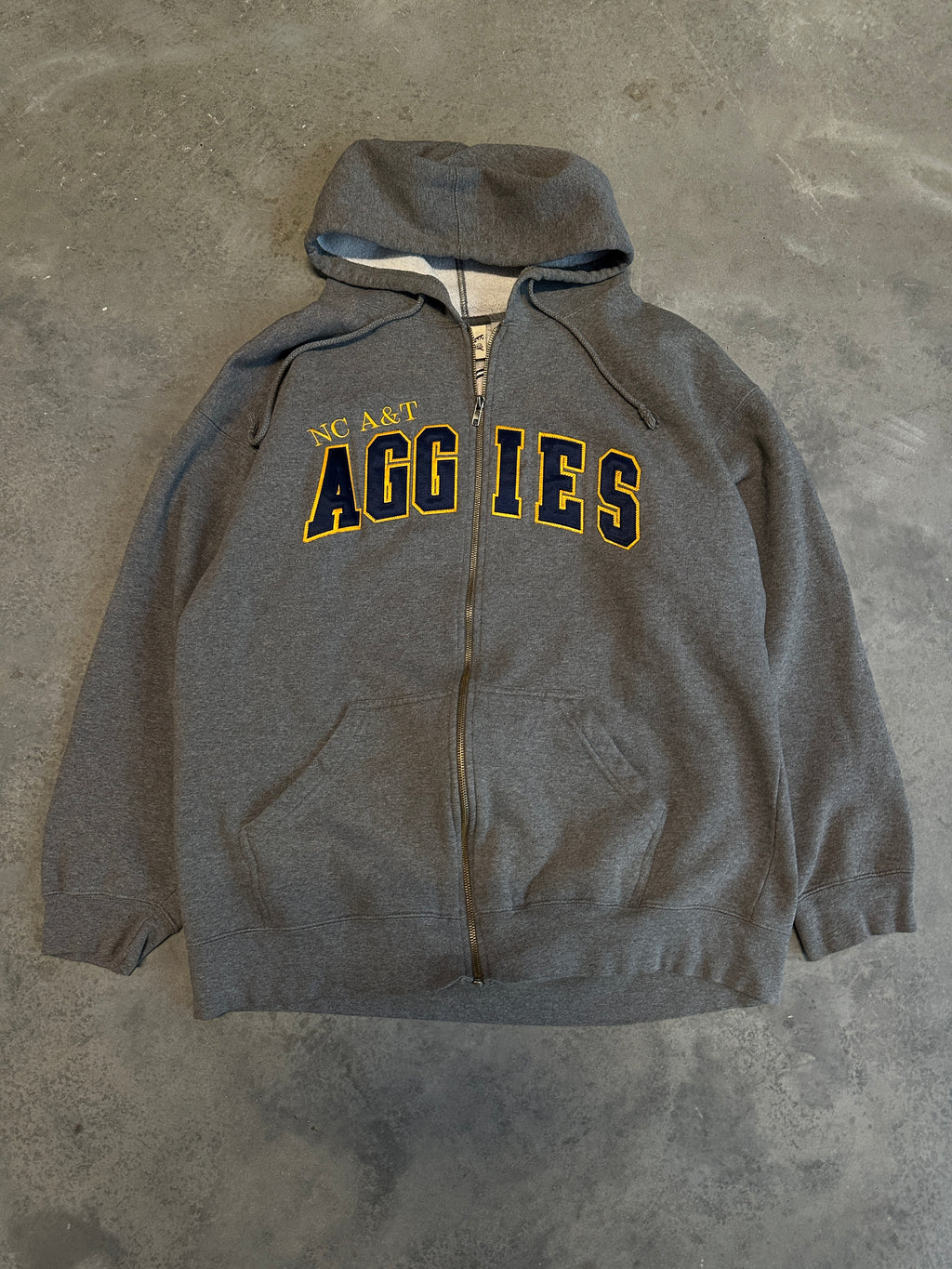 00's North Carolina A&T State University Aggies NCAT Embroidered Logo Full Zip HBCU Hoodie (XL)