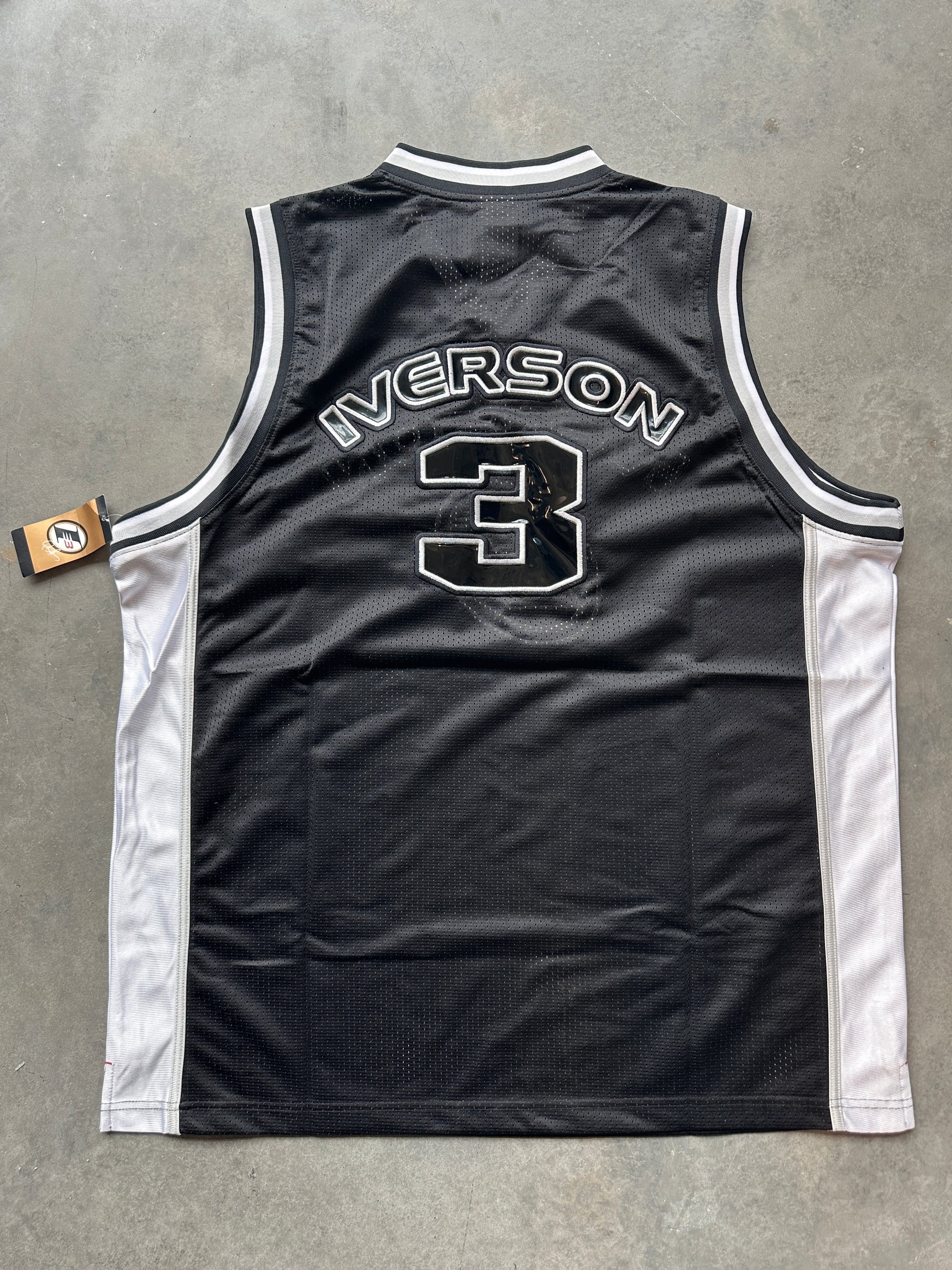 00's Allen Iverson Logo Reebok Black NBA Vintage Basketball Jersey - Brand New (XL)
