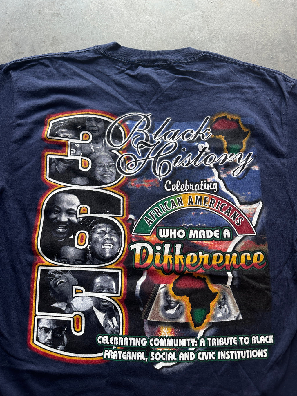 90's Celebrating Black History 365 Days Maya Angelou Booker T Coretta King DuBois & More Vintage Navy Tee (XL)