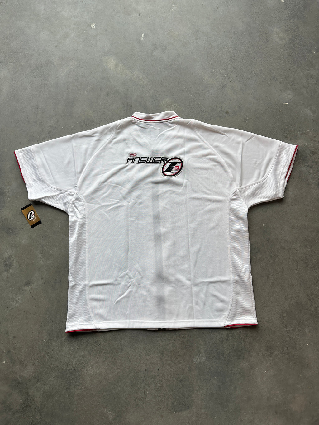 00's Y2K Allen Iverson Reebok "The Answer" White NBA Full Zip Shooting Shirt - Brand New (XL)