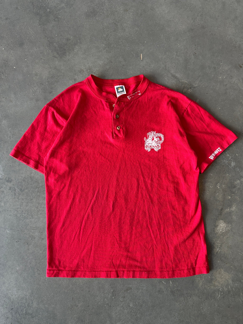 90's Winston-Salem State University WSSU Multi Logo Henley Button Down Vintage Tee (Medium)