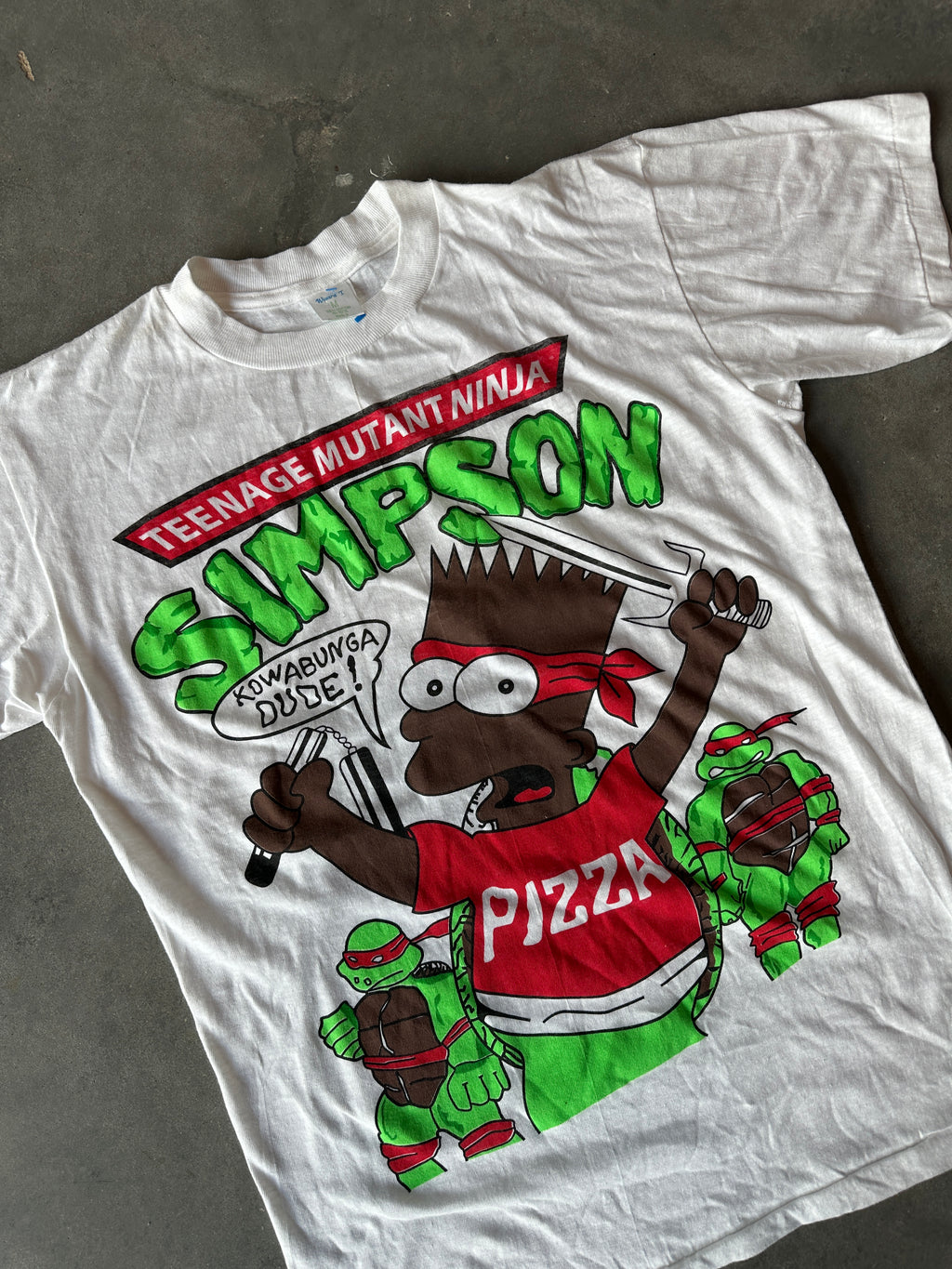 90's Black Bart Simpson Teenage Mutant Ninja Turtle Vintage Cartoon Tee (Large)