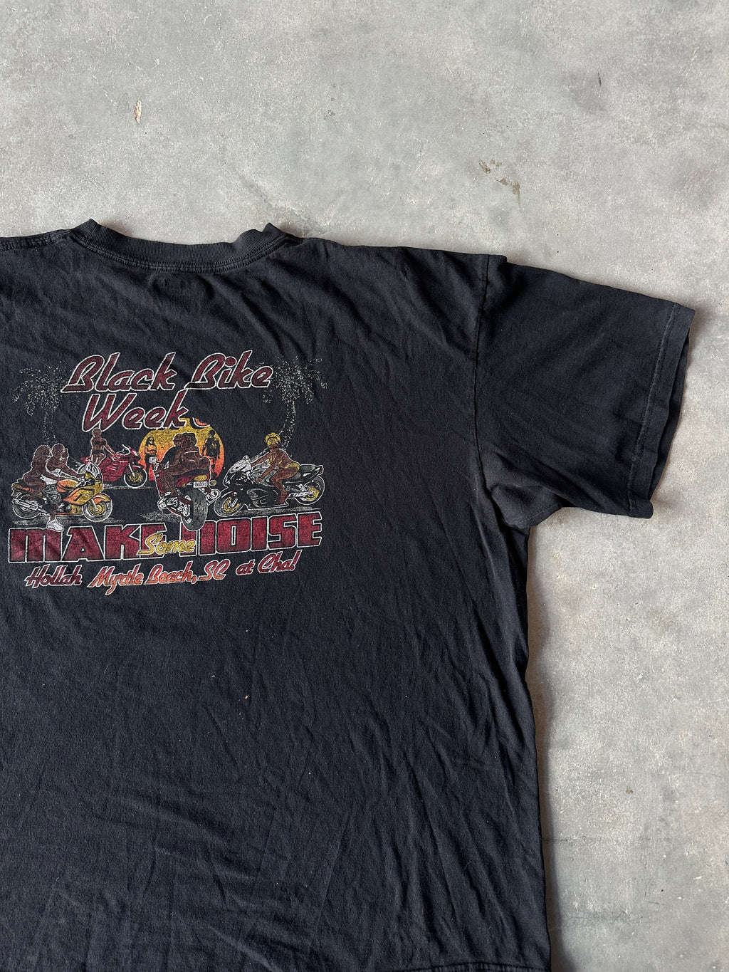 00's Black Bike Week Myrtle Beach SC Make Some Noise Vintage Tee (XXL)