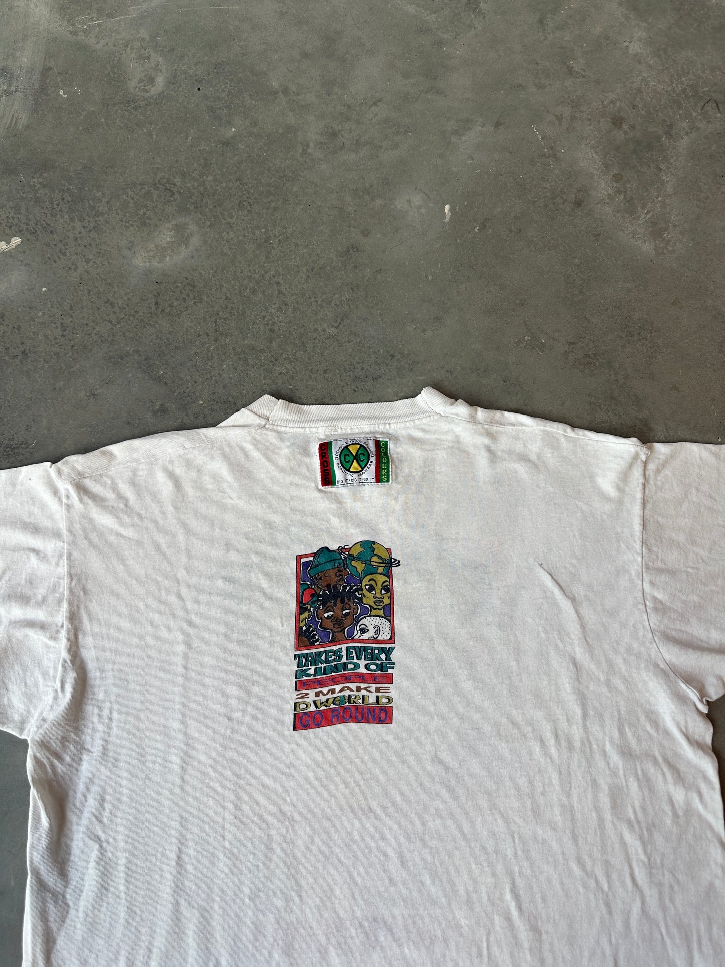 90’s Cross Colours ‘Takes Every Kind of People 2 Make D World Go Round’ RARE Vintage Hip Hop Lifestyle Tee (XL)