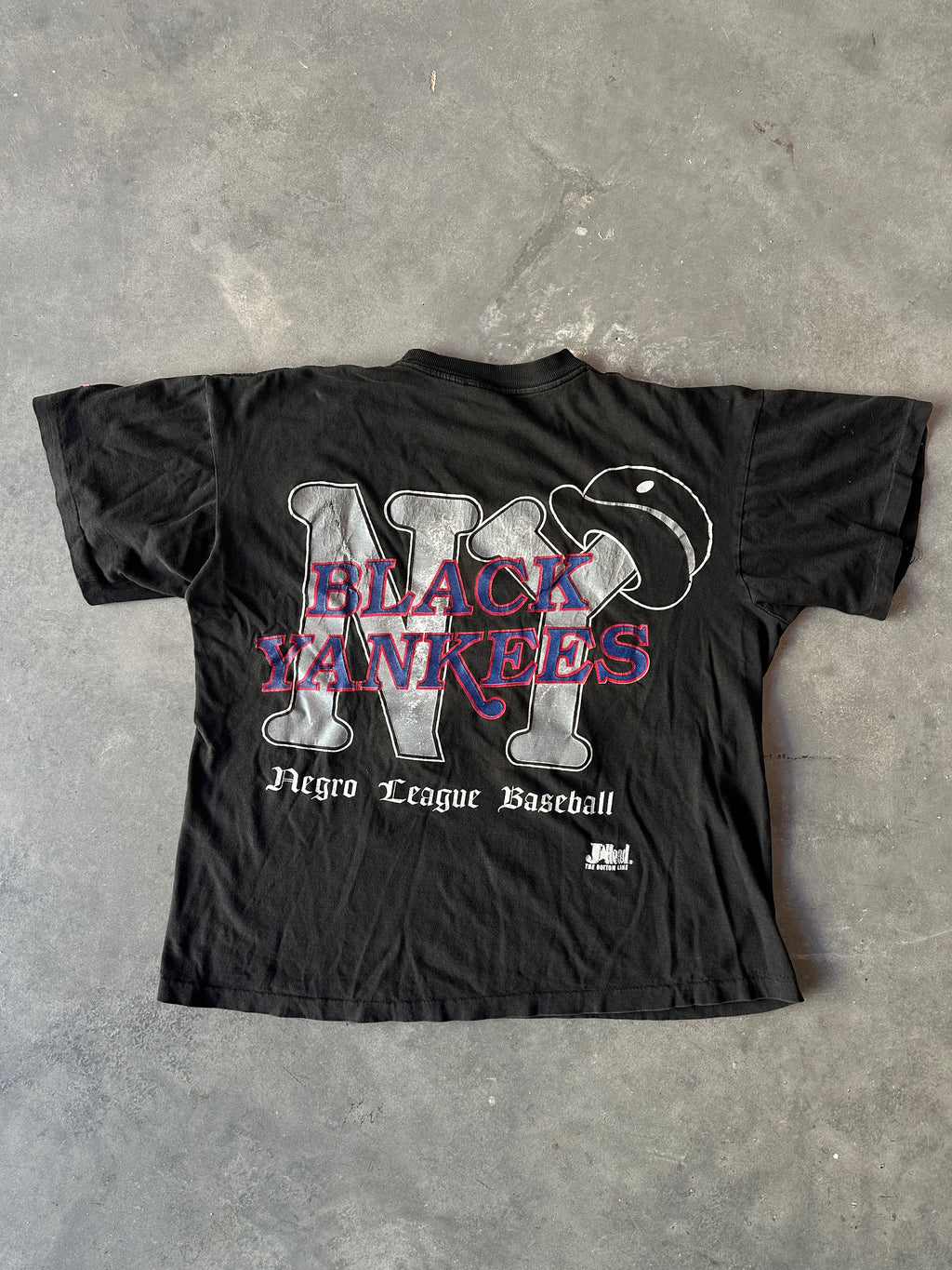90's New York Black Yankees Double-Sided Logo Negro League Baseball NLBM Vintage Tee (BOXY Large)