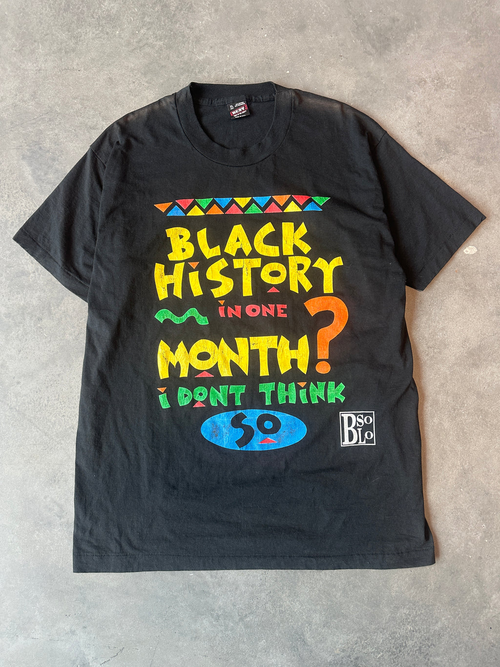 90’s Black History Month “In one Month?” Do The Right Thing Movie Font Vintage Tee (XXL)