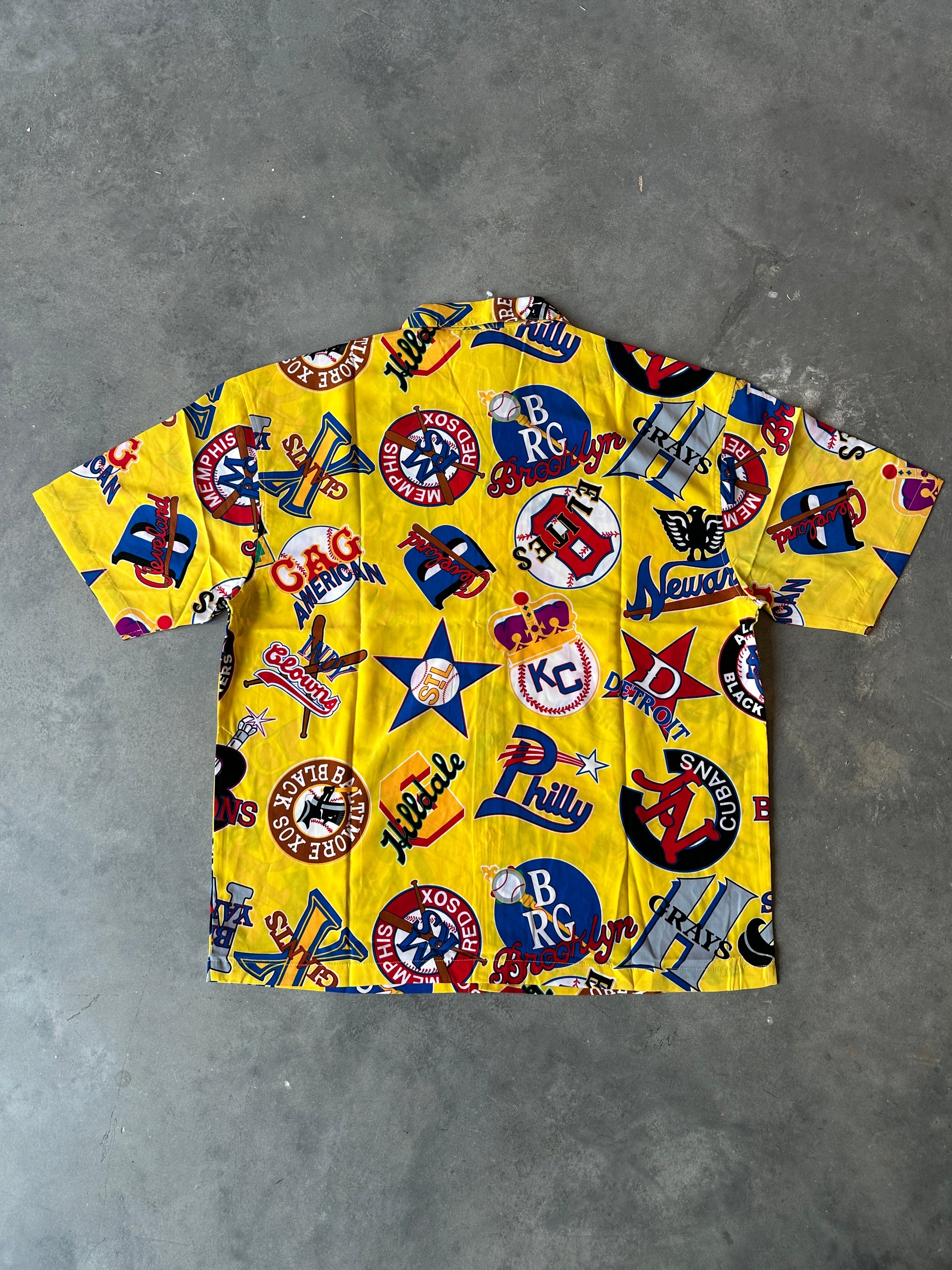 00’s Negro League Baseball Teams Yellow Button Down JHead Vintage Hawaiian Shirt—Brand New (XL)