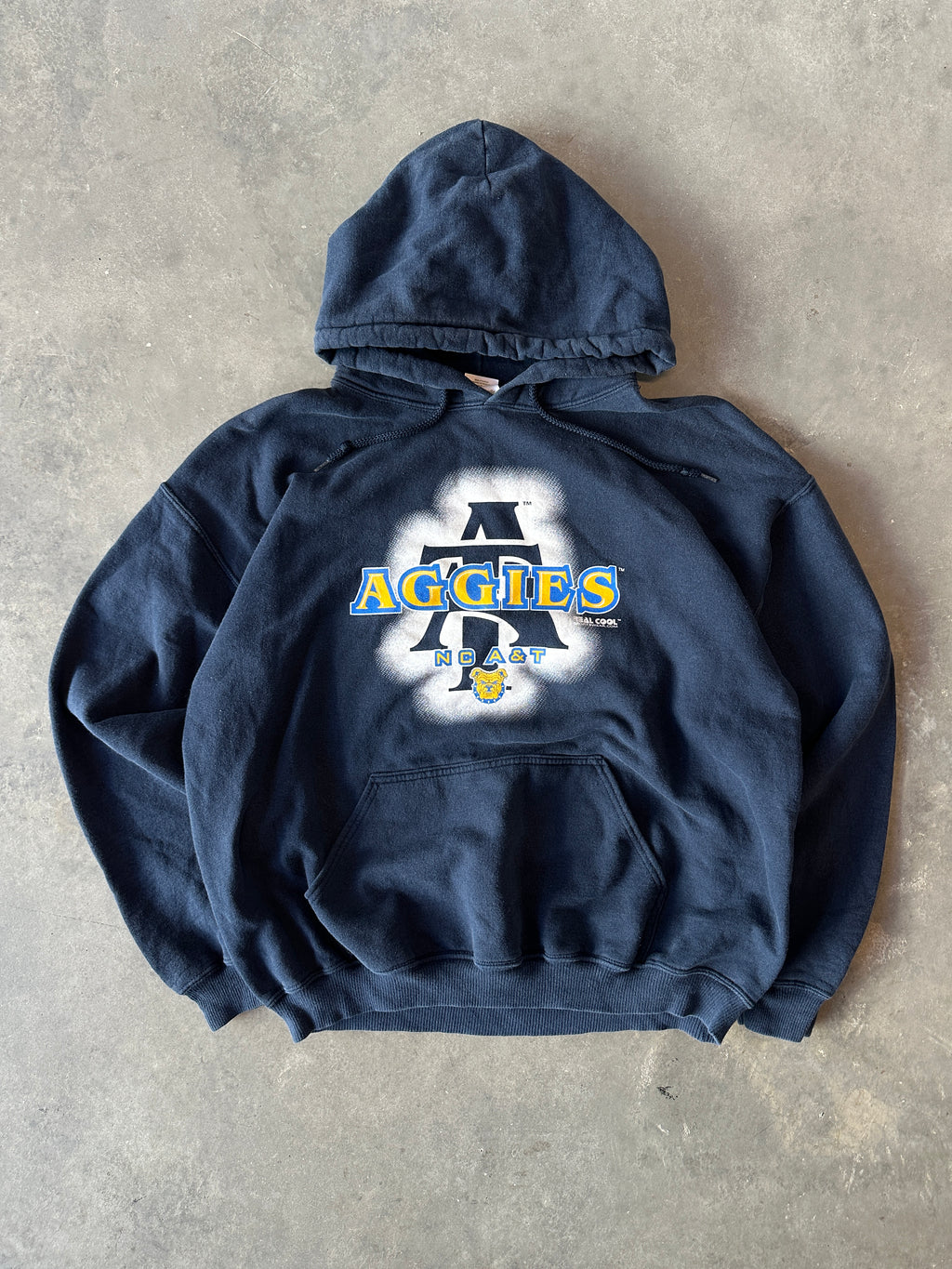 00's Y2K North Carolina A&T State University Aggies NCAT Vintage HBCU Navy Blue Hoodie (Medium)