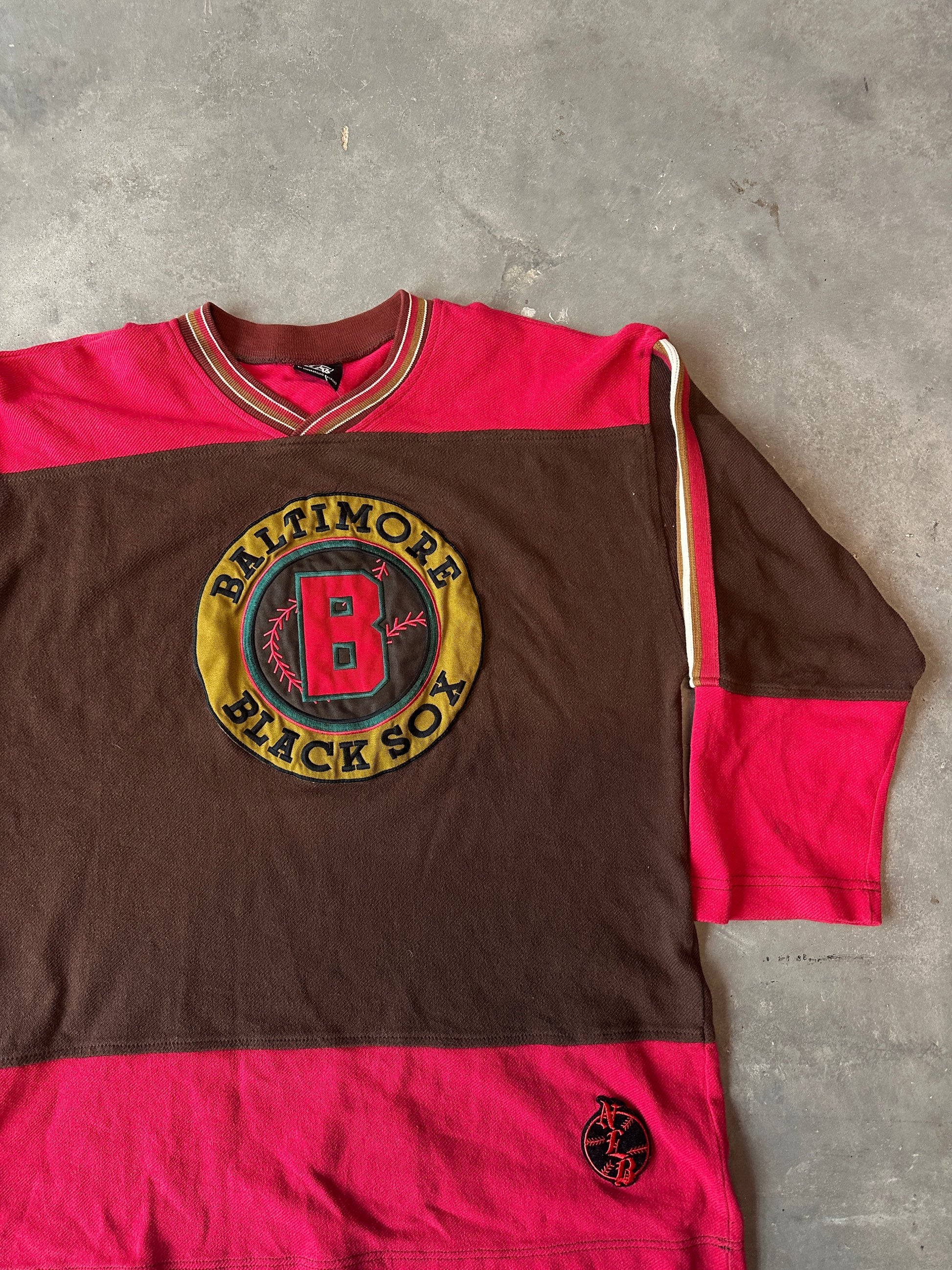 90’s Baltimore Black Sox Negro League Baseball Vintage Long Sleeve Oversized Jersey Top (XXL)