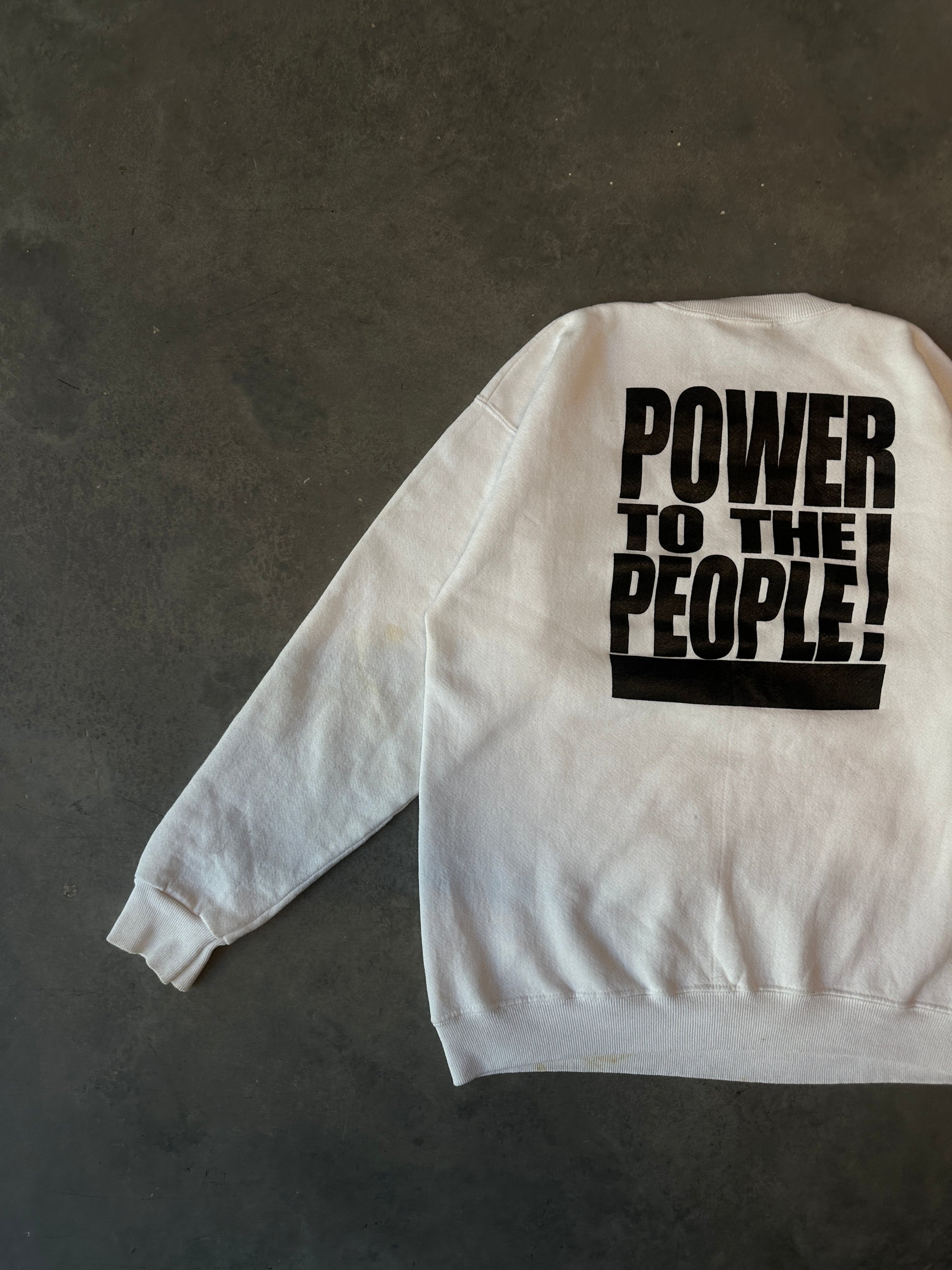 90's Black Panther Party Rare "Power to the People!" Heavyweight Crewneck Sweatshirt (Large)