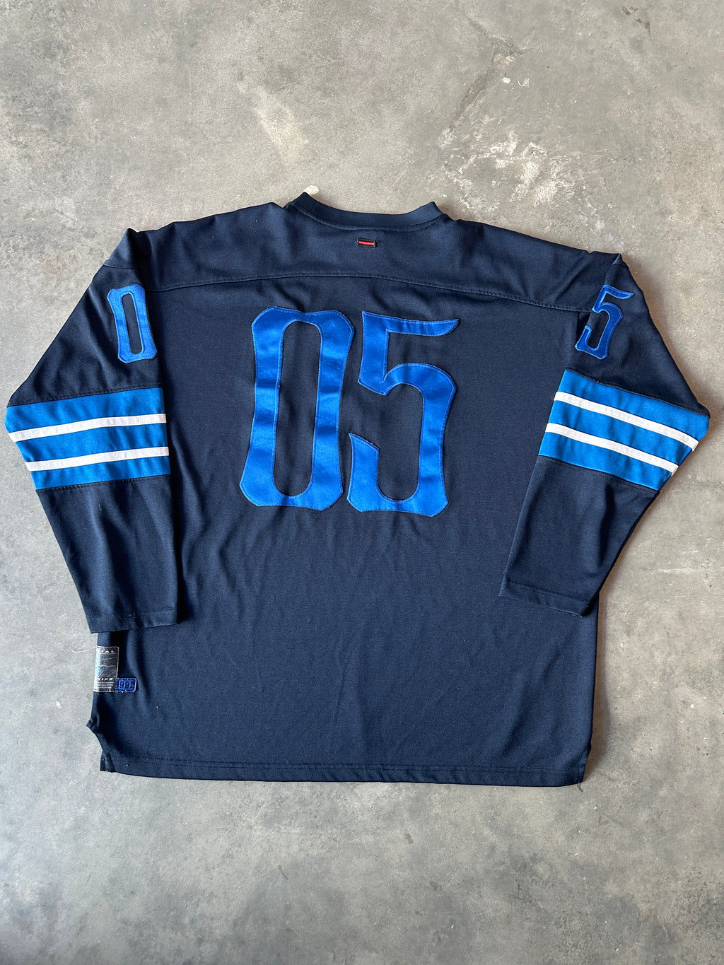 00’s FUBU Football Hockey Style Navy Blue Longsleeve Vintage Jersey (XXXL)
