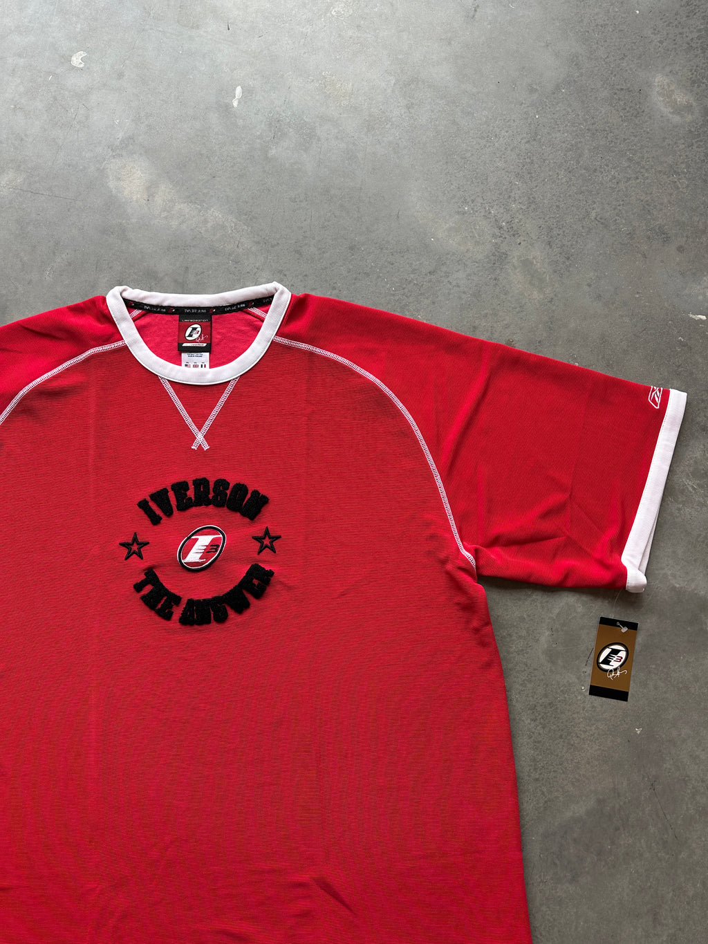 00's Y2K Allen Iverson Reebok "The Answer" Red NBA Oversized Pullover Shirt - Brand New (XXL)