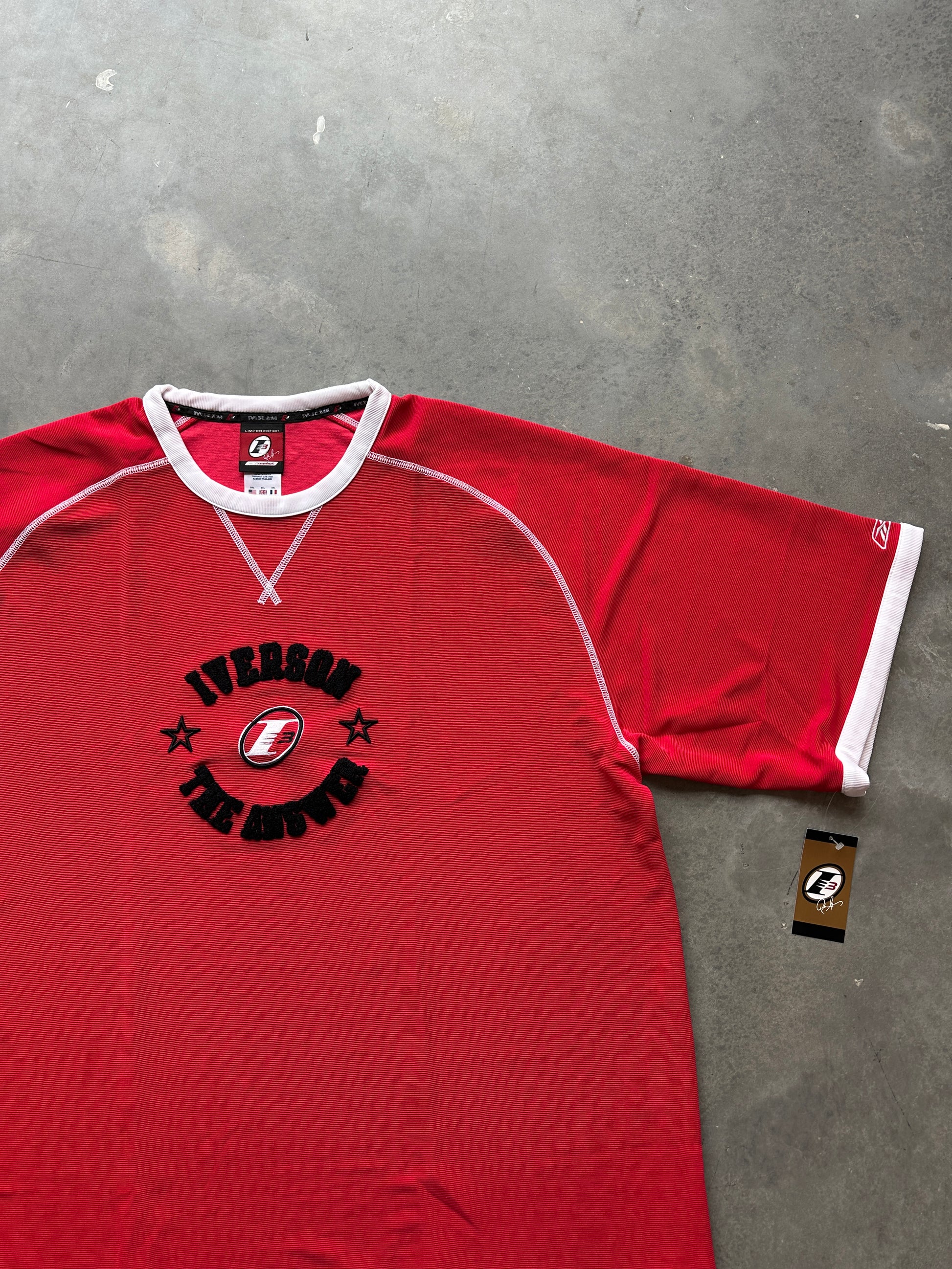 00's Y2K Allen Iverson Reebok "The Answer" Red NBA Oversized Pullover Shirt - Brand New (XXL)