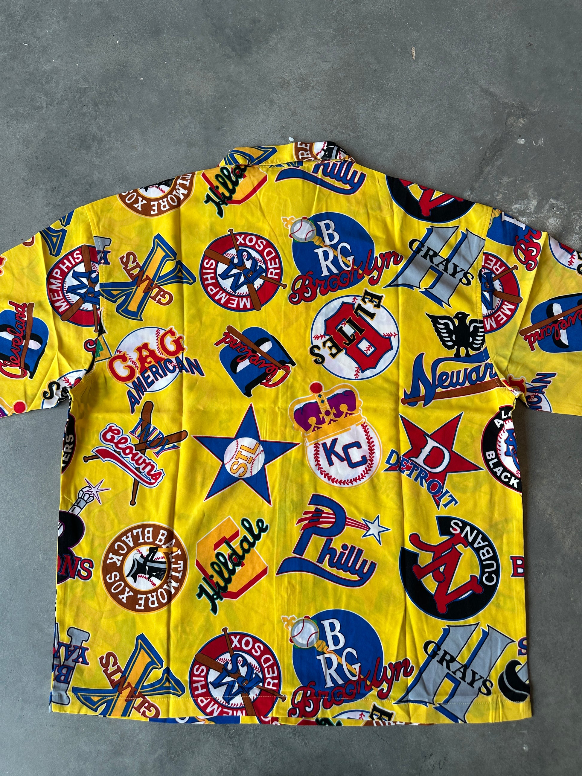 00’s Negro League Baseball Teams Yellow Button Down JHead Vintage Hawaiian Shirt—Brand New (XL)