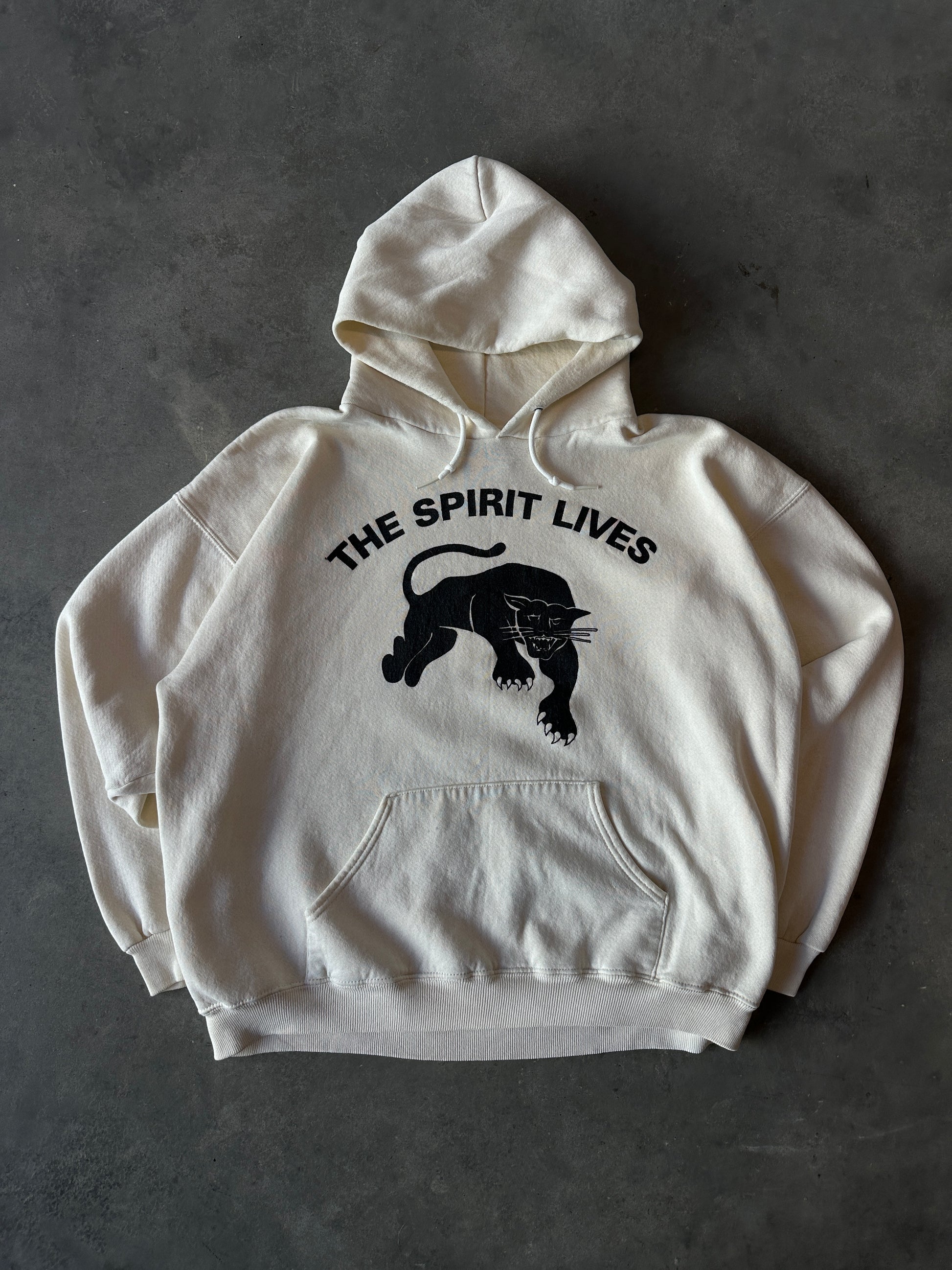 1992 Black Panther Party "The Spirit Lives" RARE Vintage Cream Hoodie (Large)