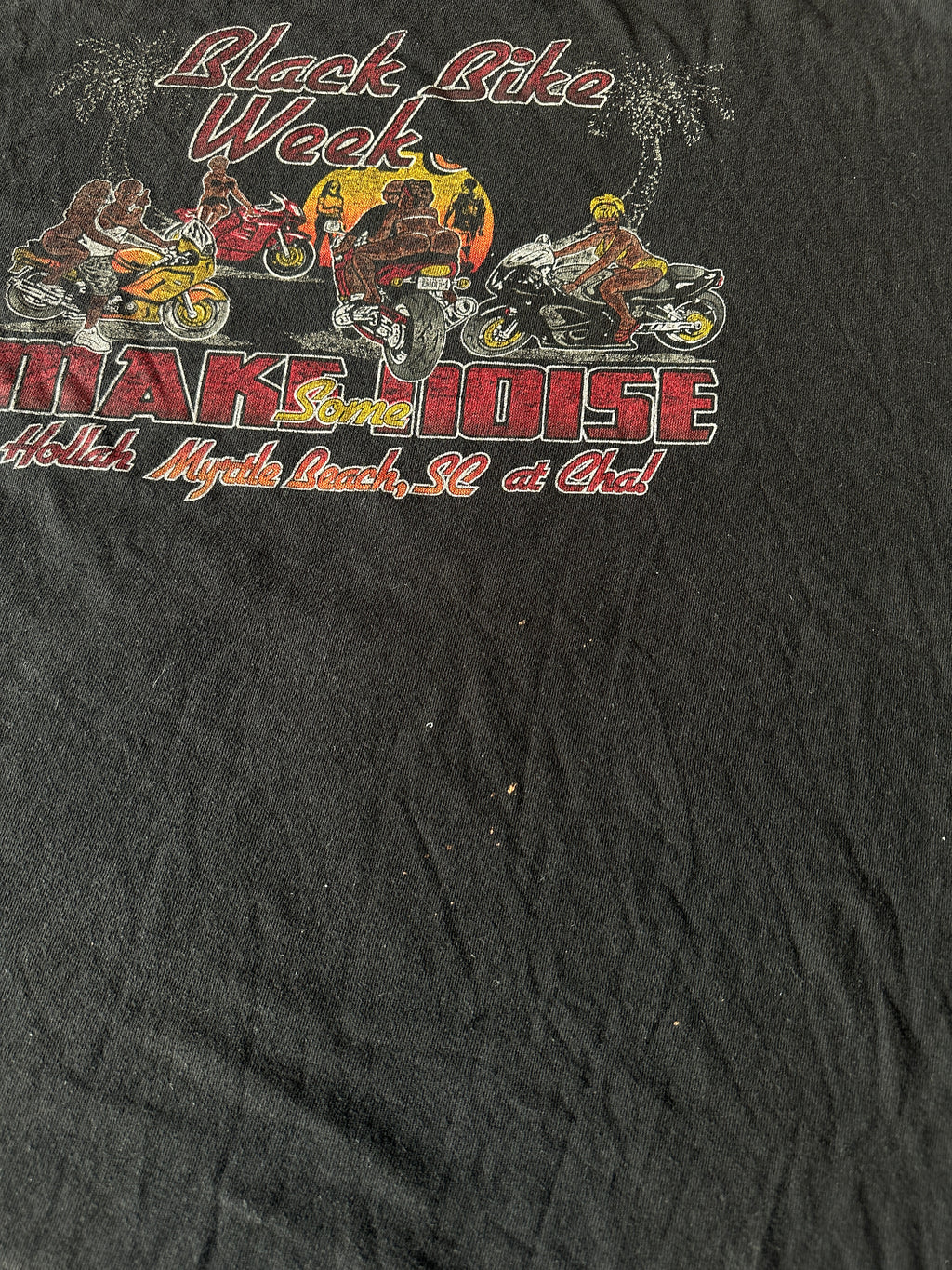 00's Black Bike Week Myrtle Beach SC Make Some Noise Vintage Tee (XXL)