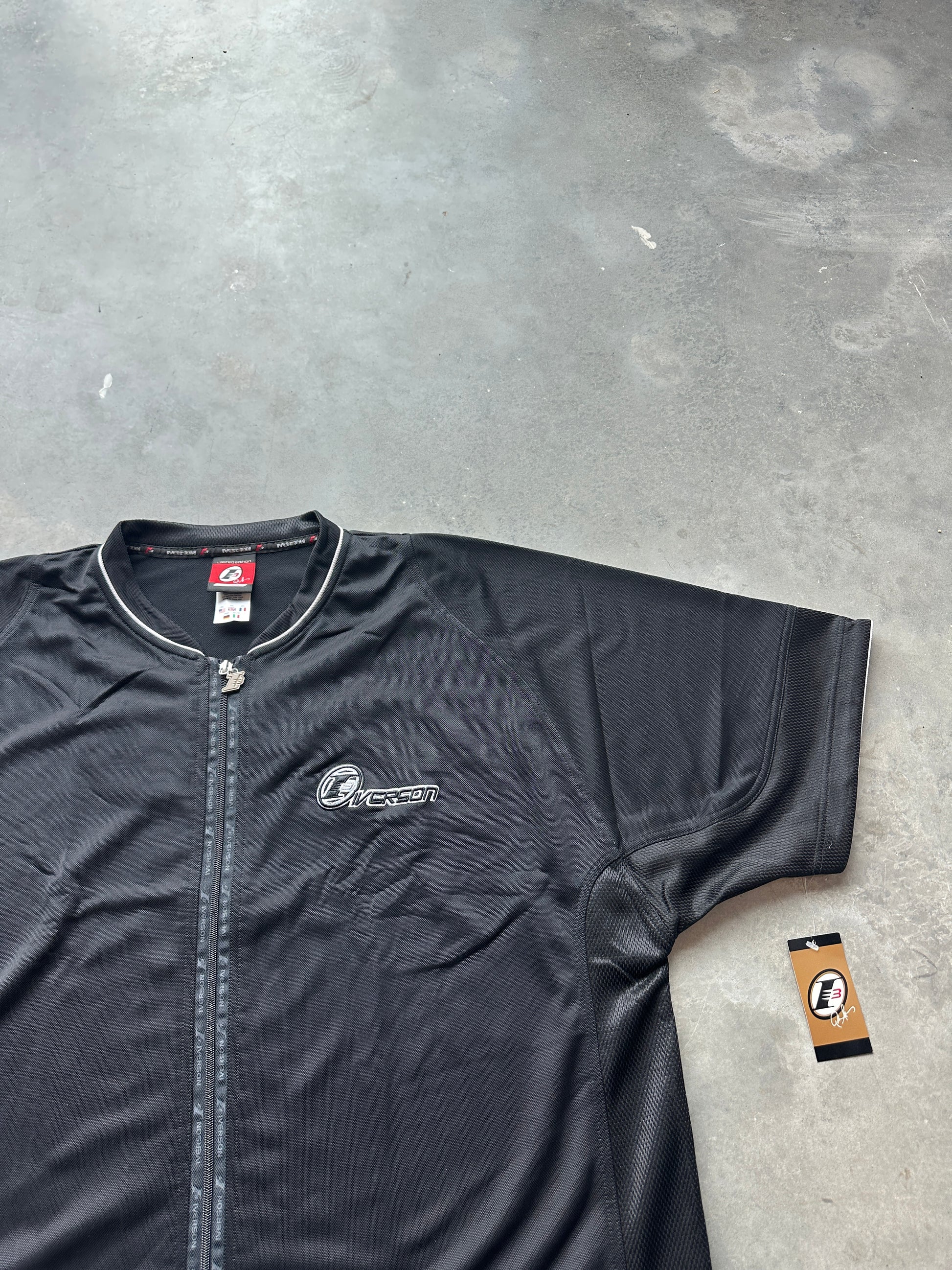 00's Y2K Allen Iverson Reebok "The Answer" Black NBA Full Zip Shooting Shirt - Brand New (XXL)
