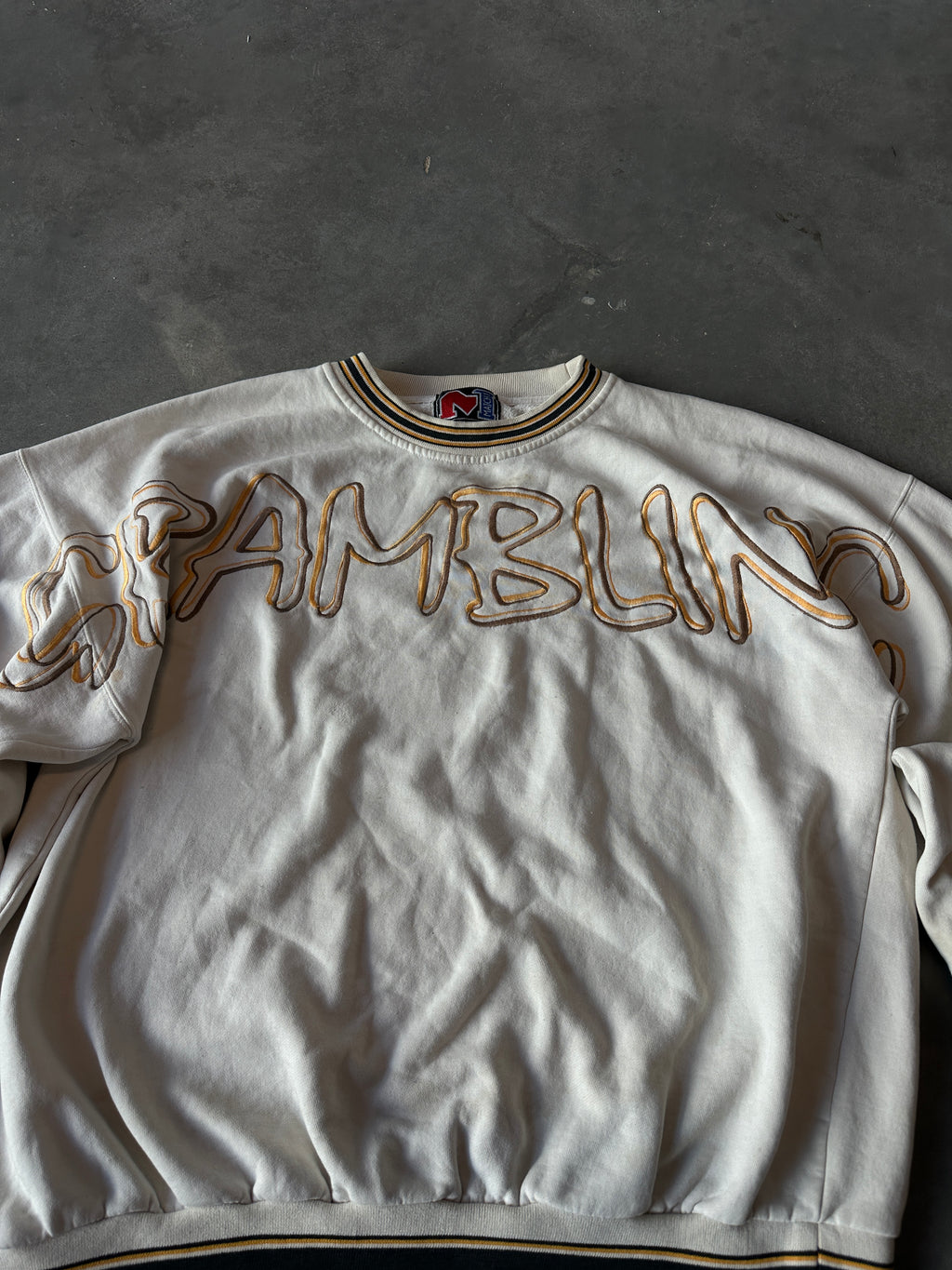 90's Grambling State University GSU Embroidered Spellout Heavyweight Ribbed Crewneck Sweatshirt (XXL)