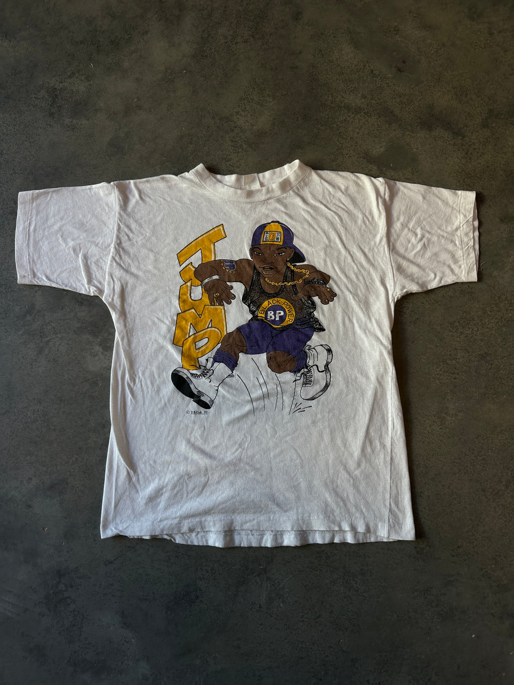 1992 Black Power Jump Hip Hop Lifestyle Vintage Tee (Boxy Medium)