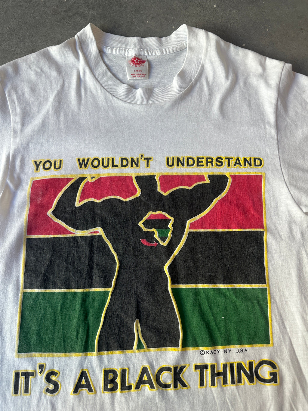 90's Kacy Colors It's a Black Thing You Wouldn't Understand Thin Vintage Tee (Slim Medium)