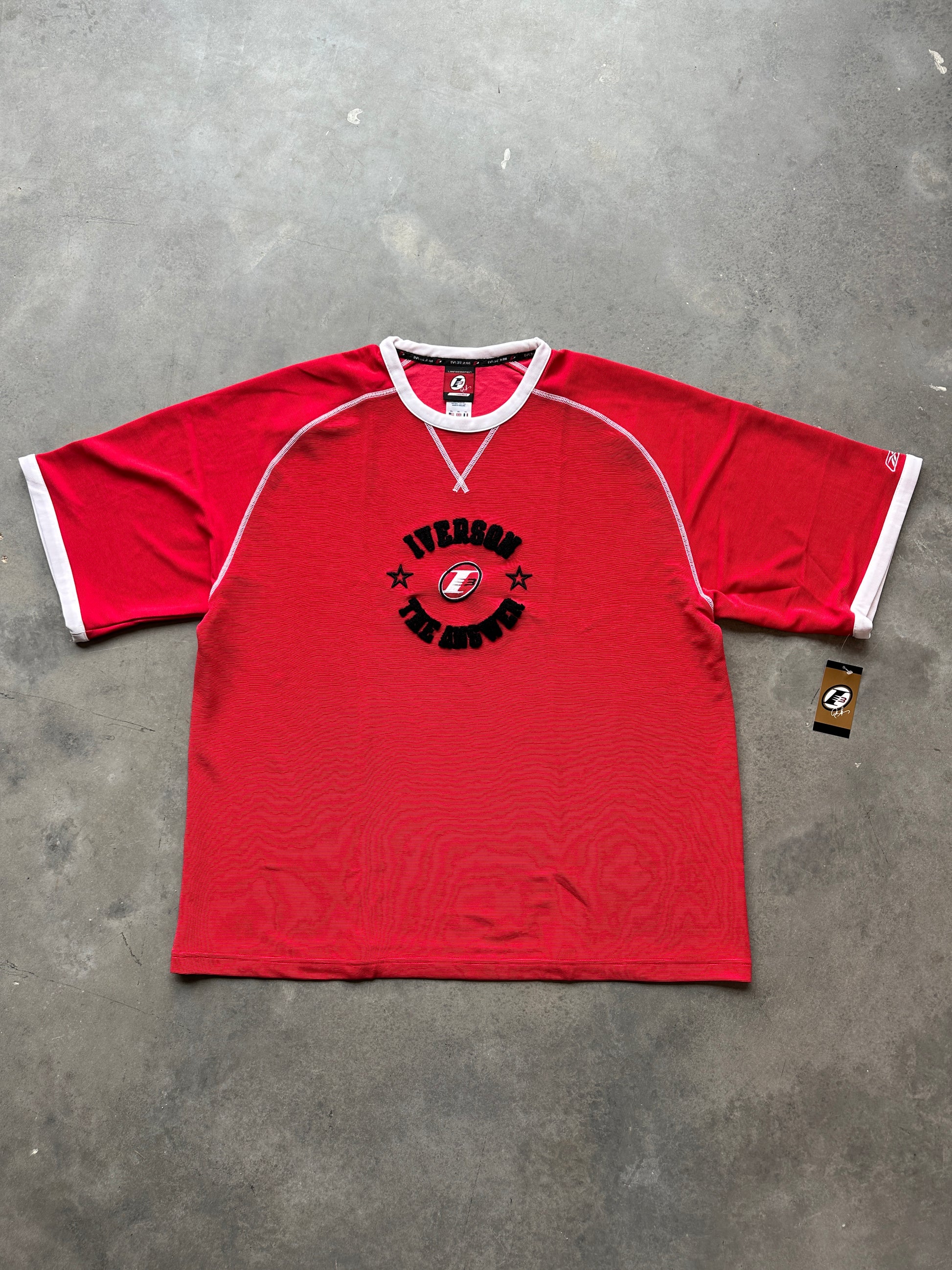 00's Y2K Allen Iverson Reebok "The Answer" Red NBA Oversized Pullover Shirt - Brand New (XXL)