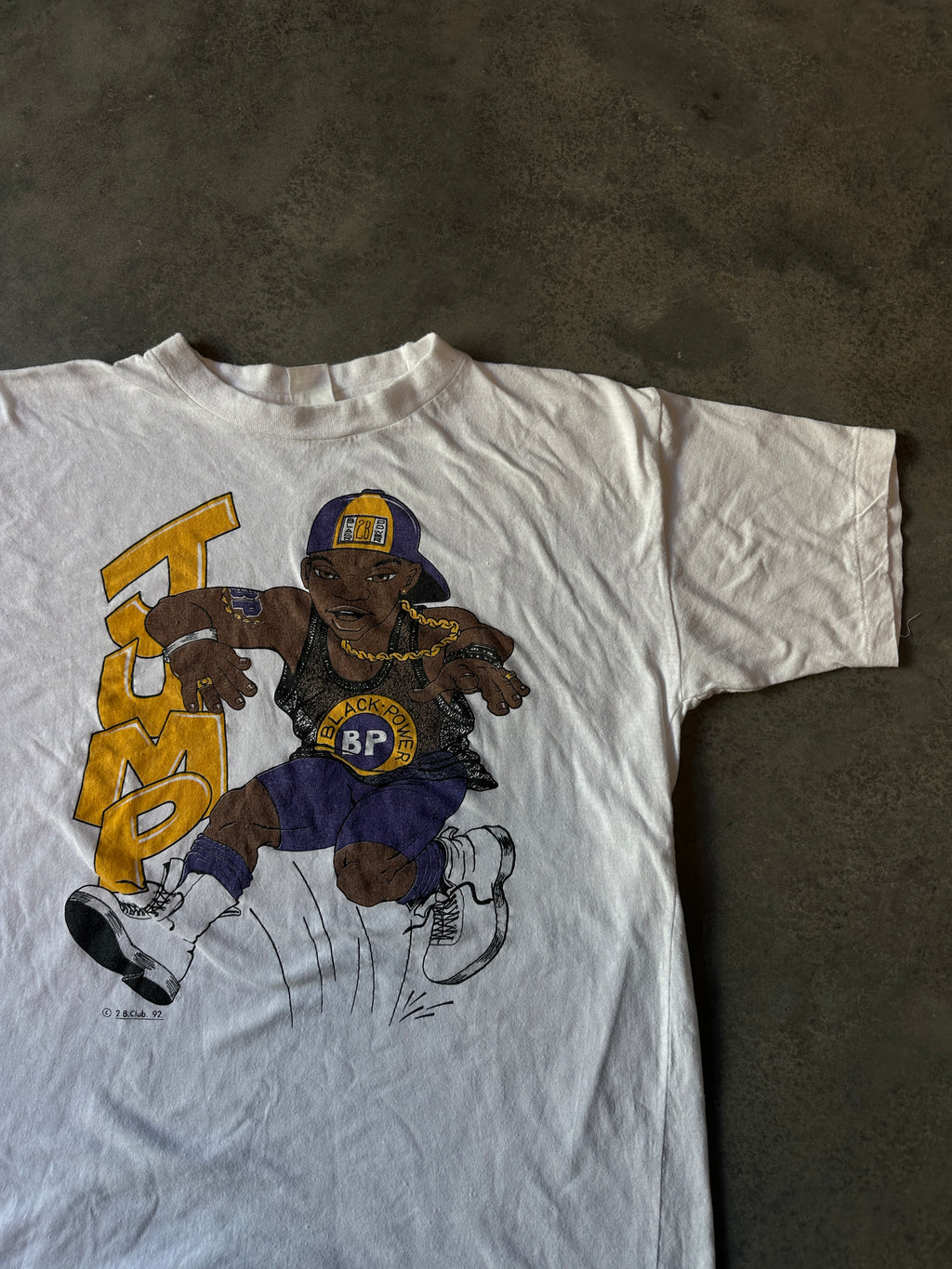 1992 Black Power Jump Hip Hop Lifestyle Vintage Tee (Boxy Medium)