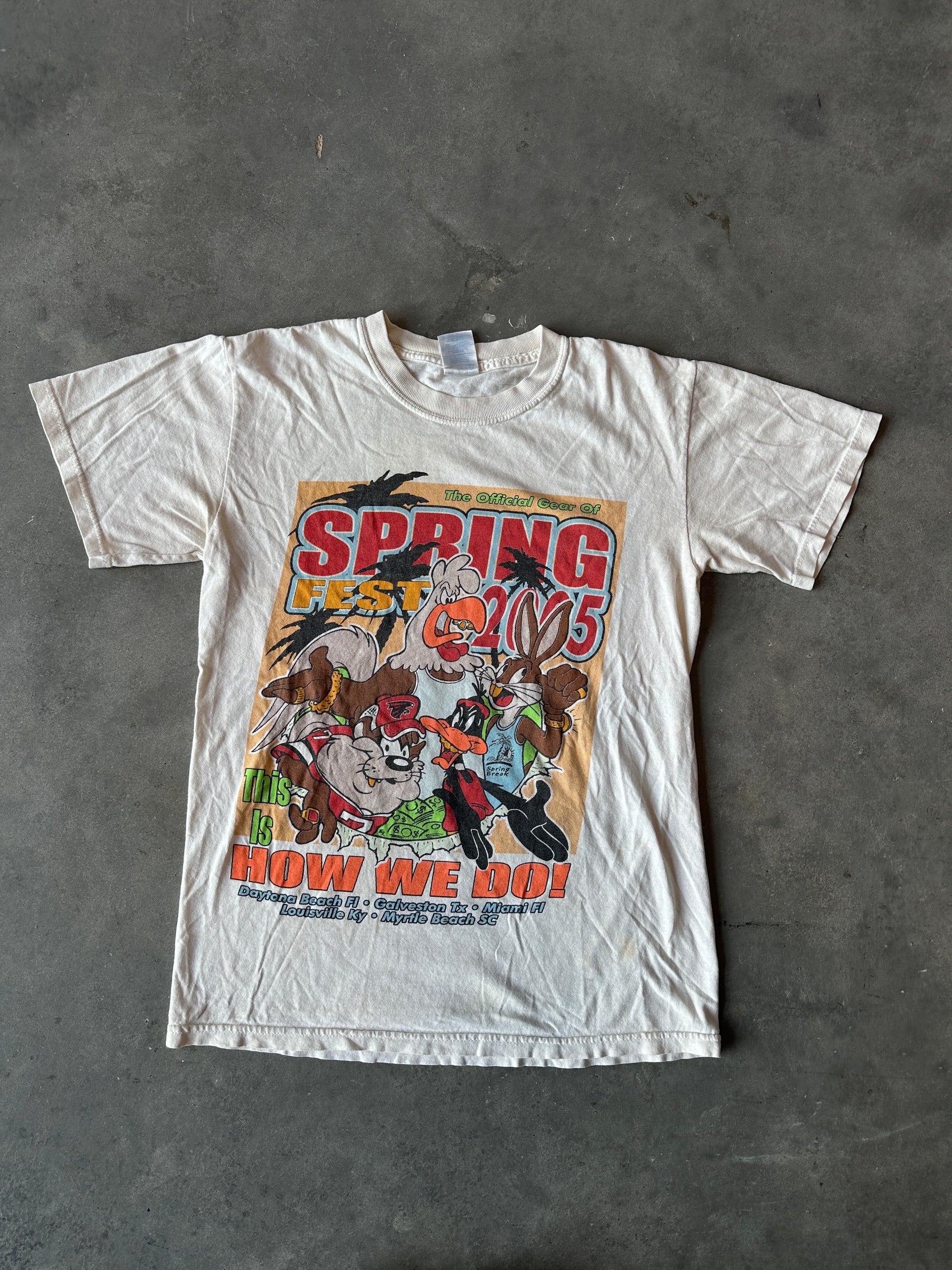 2005 Black Spring Break  "How We Do It" Looney Tunes Cartoon Black Spring Fest Vintage Tee (Small)