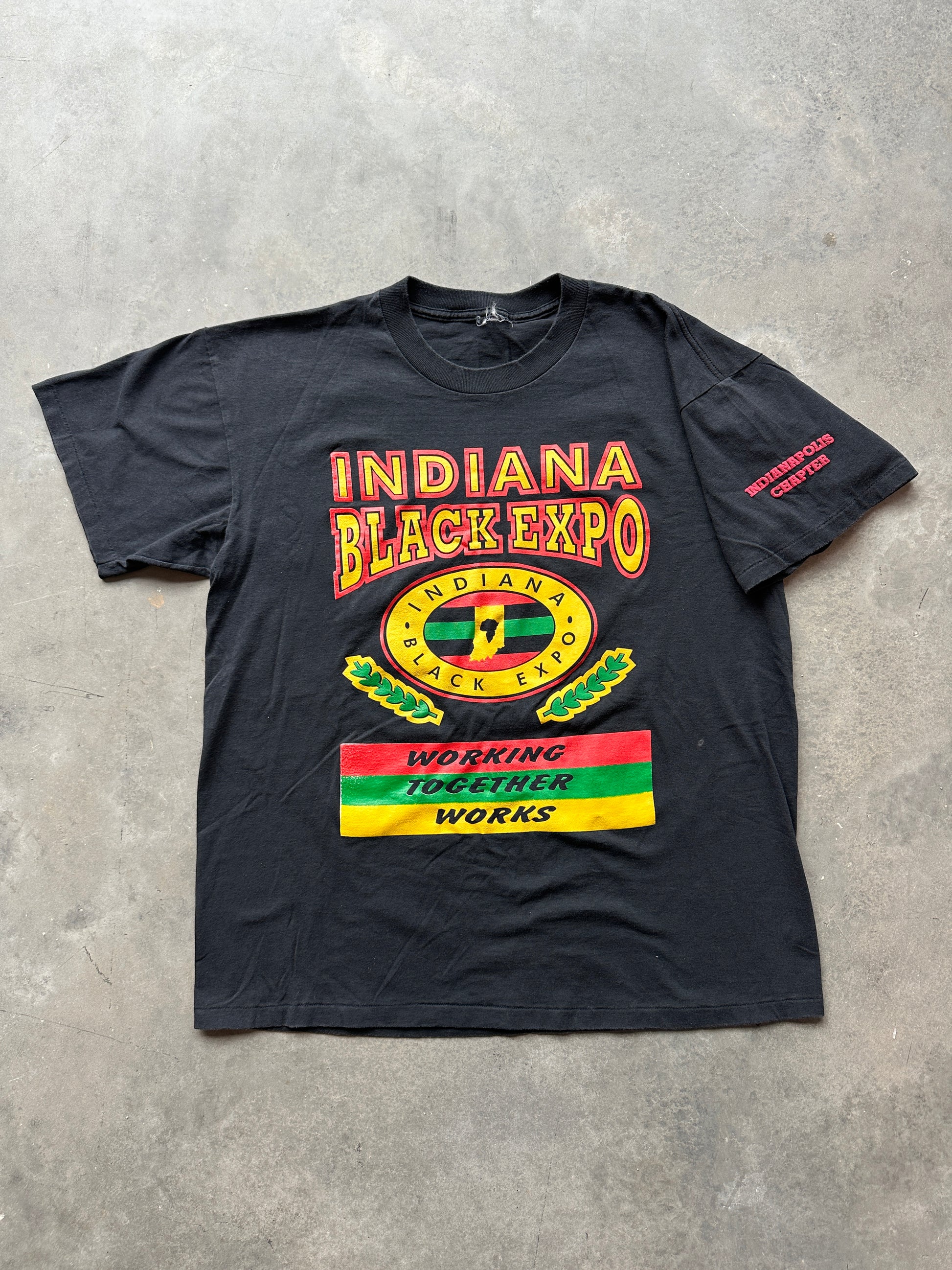 90's Indiana Black Expo "Working Together Works" 25th Anniversary Vintage Logo Tee (XL)