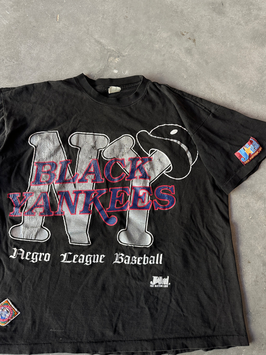 90's New York Black Yankees Double-Sided Logo Negro League Baseball NLBM Vintage Tee (BOXY Large)