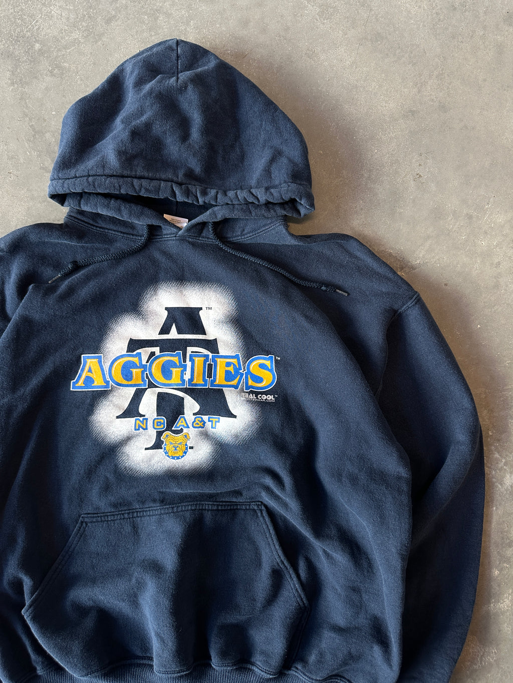 00's Y2K North Carolina A&T State University Aggies NCAT Vintage HBCU Navy Blue Hoodie (Medium)