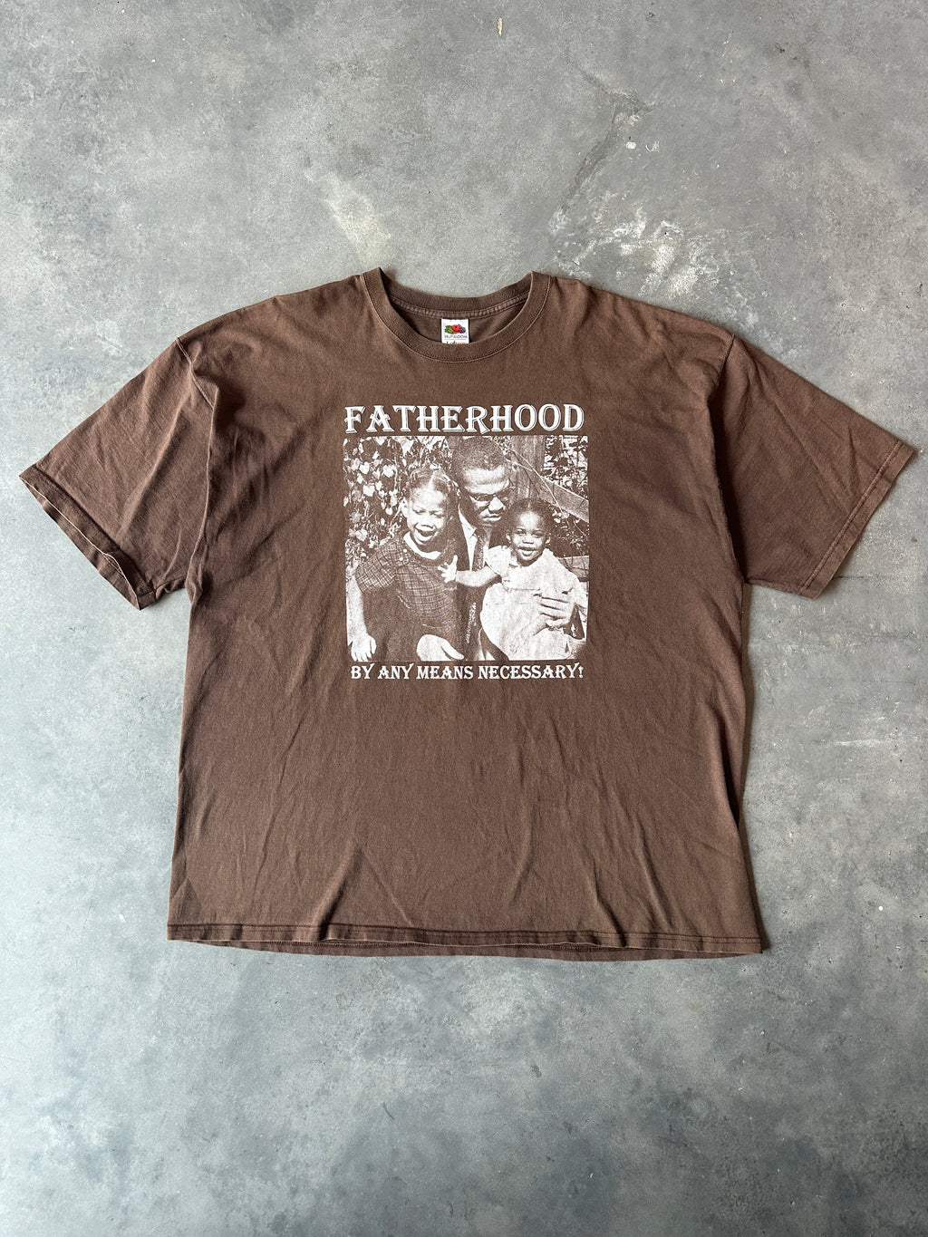 90's Malcolm X Fatherhood By Any Means Necessary Brown Vintage Tee (XXXL)
