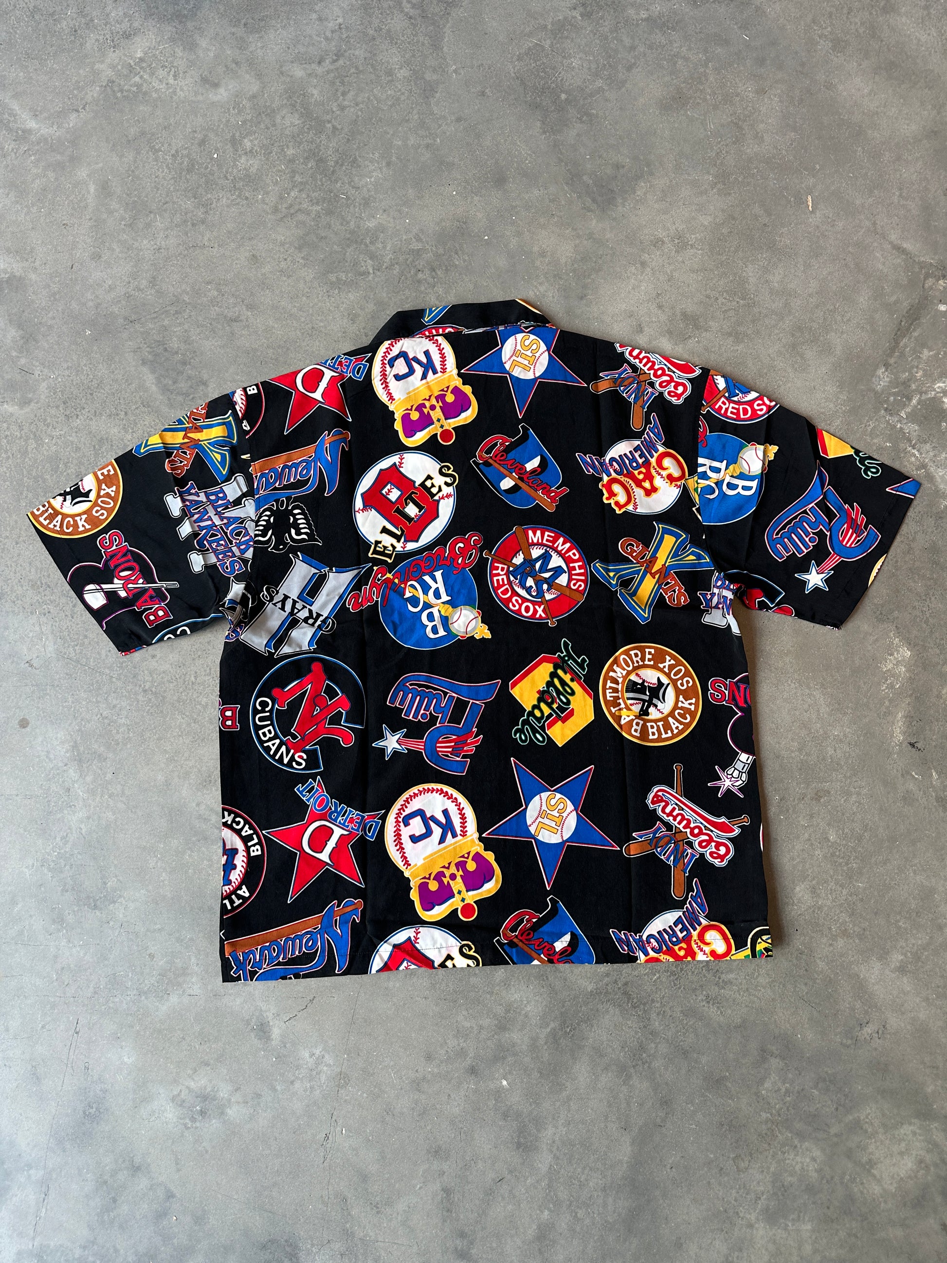 00’s Negro League Baseball Teams Black Button Down JHead Vintage Hawaiian Shirt—Brand New (XL)