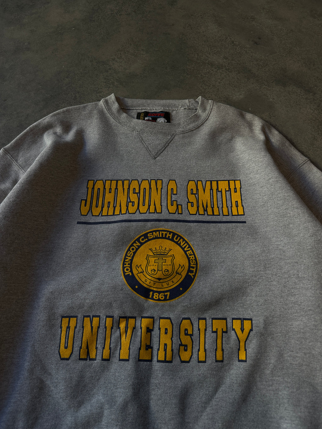 00's Johnson C. Smith JCSU Golden Bulls Vintage Heavyweight Crewneck Sweatshirt (XL)